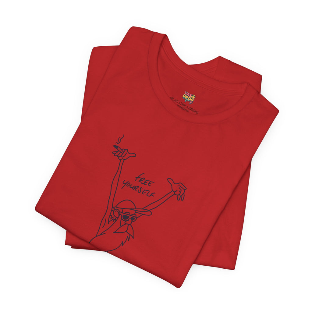 "Free Yourself" Retro Line Art Graphic Tee – Ironic Minimalist Streetwear