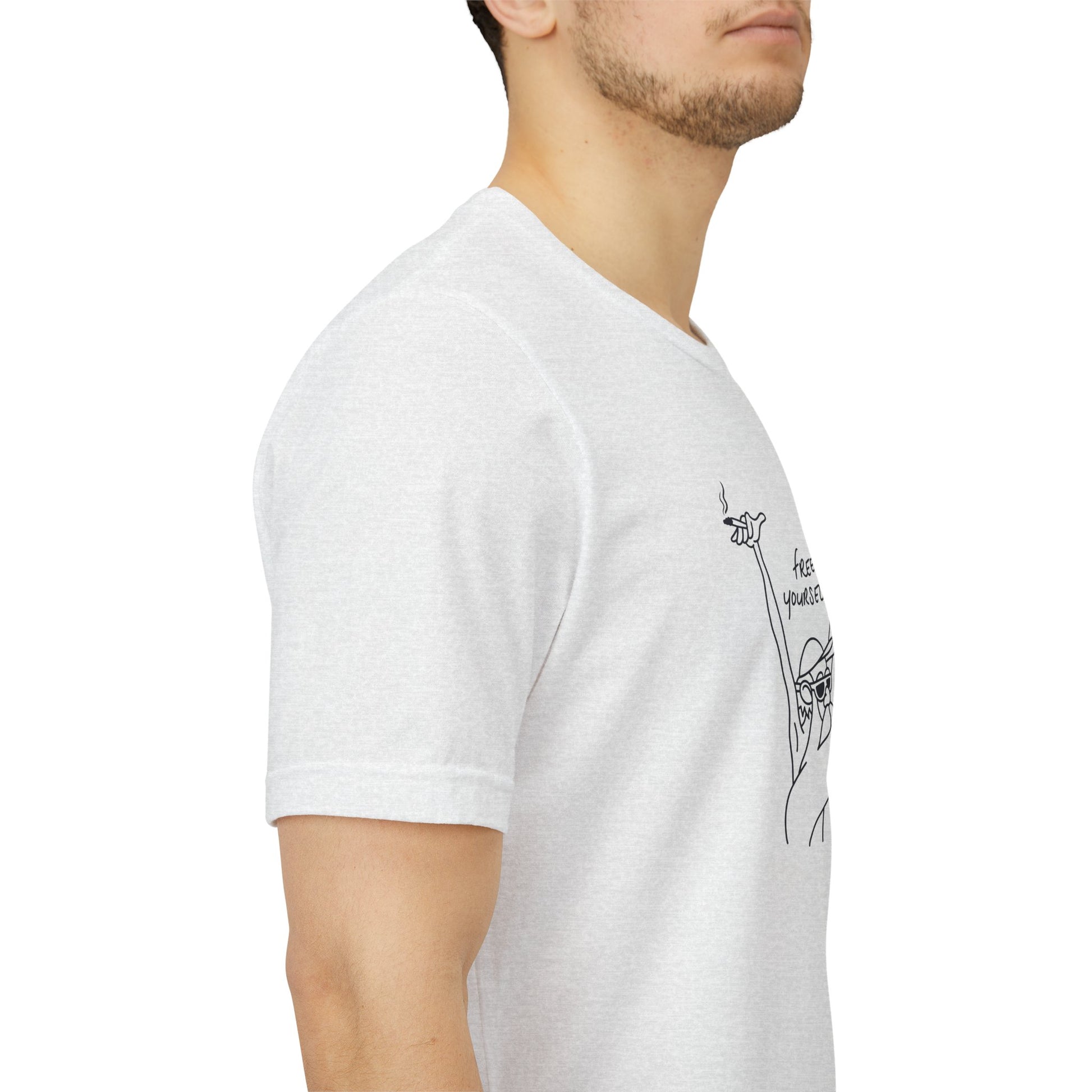 "Free Yourself" Retro Line Art Graphic Tee – Ironic Minimalist Streetwear