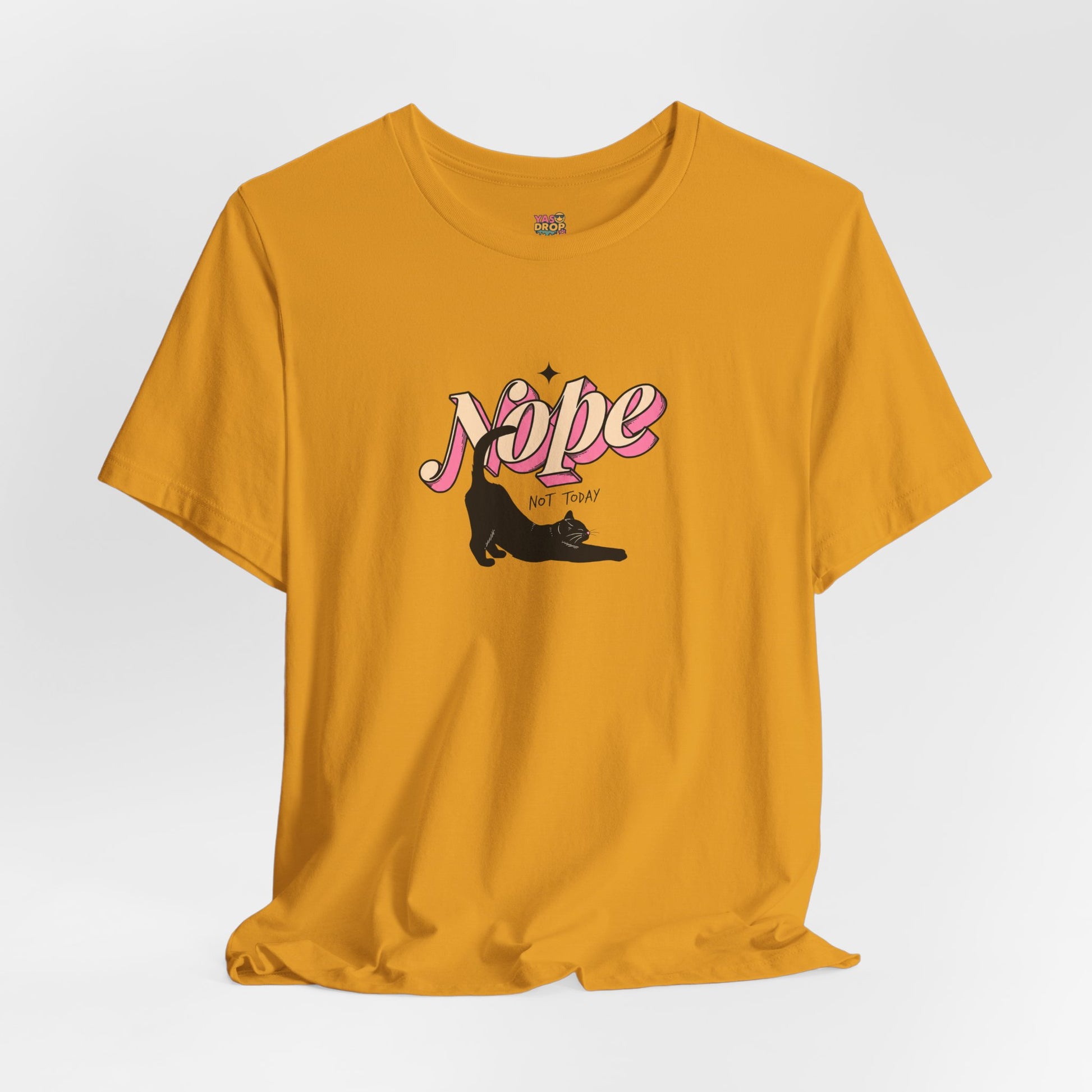 "Nope Not Today" Retro Typography Cat Tee – Y2K Streetwear Graphic Shirt