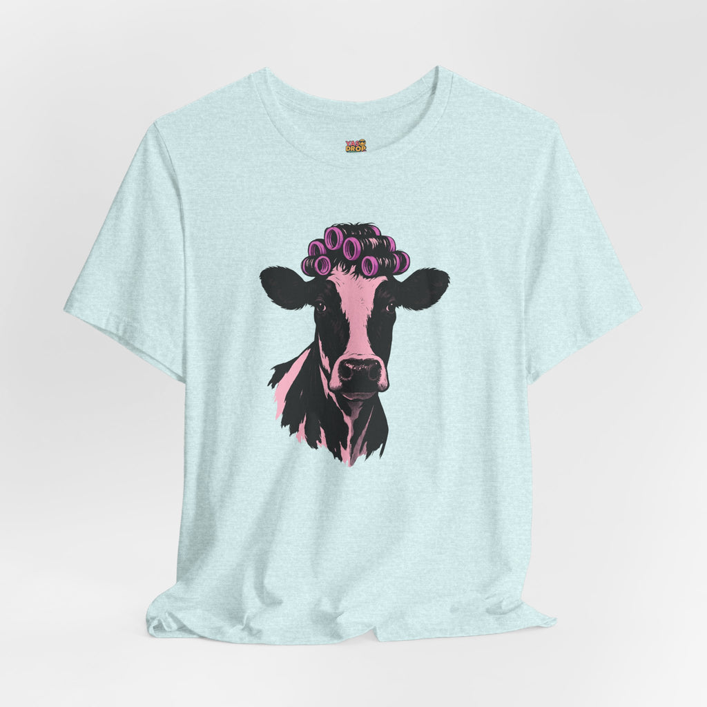 "In My Lane" Cow in Rollers Graphic Tee – Aesthetic Ironic Minimalist Streetwear