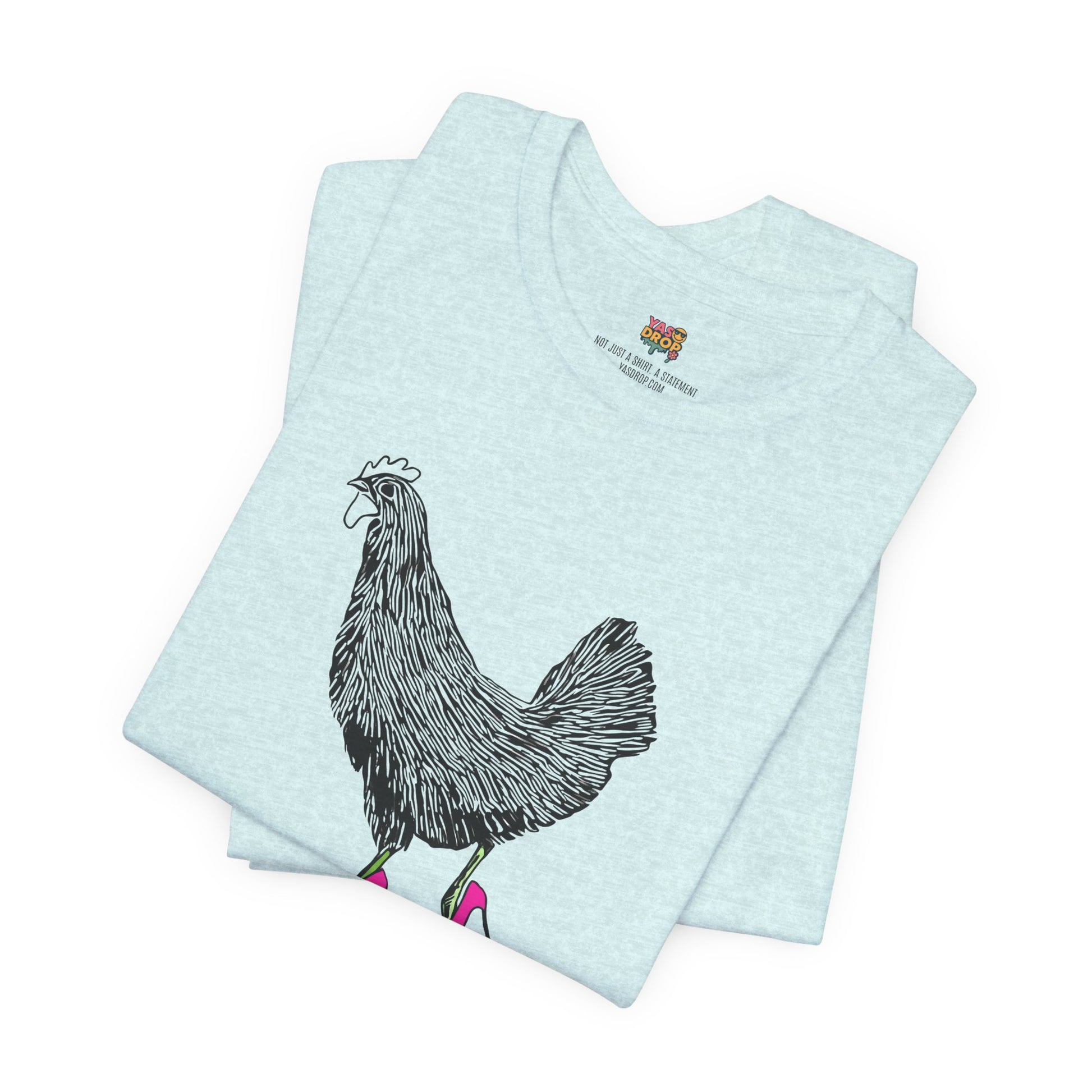 "Serving Looks" Chicken in Heels Graphic Tee – Ironic Minimalist Streetwear
