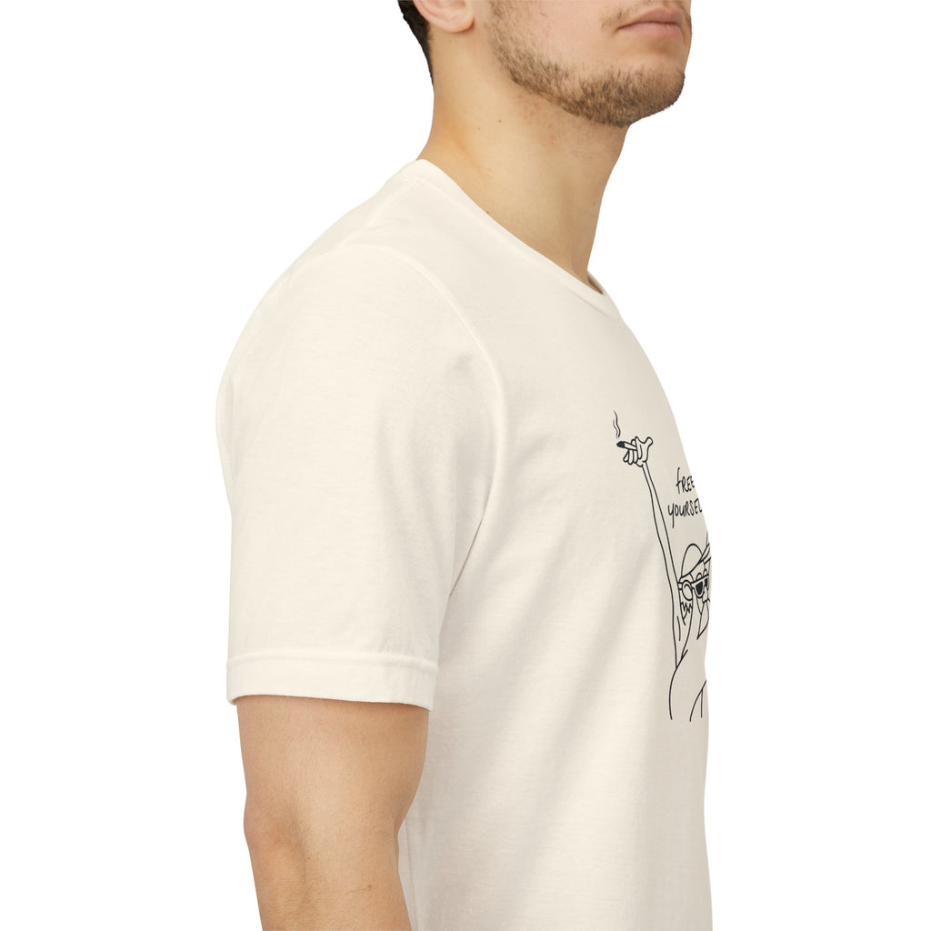 "Free Yourself" Retro Line Art Graphic Tee – Ironic Minimalist Streetwear