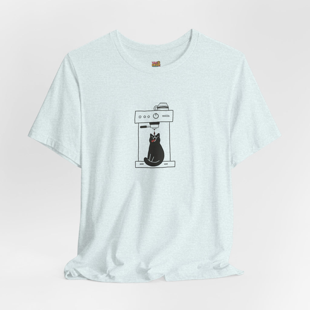 Espresso Cat Graphic Tee – Ironic Minimalist Coffee Streetwear