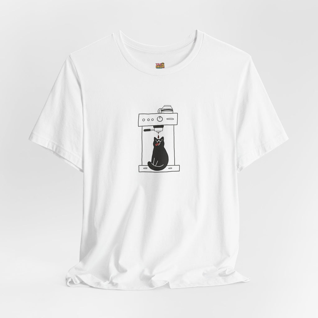 Espresso Cat Graphic Tee – Ironic Minimalist Coffee Streetwear