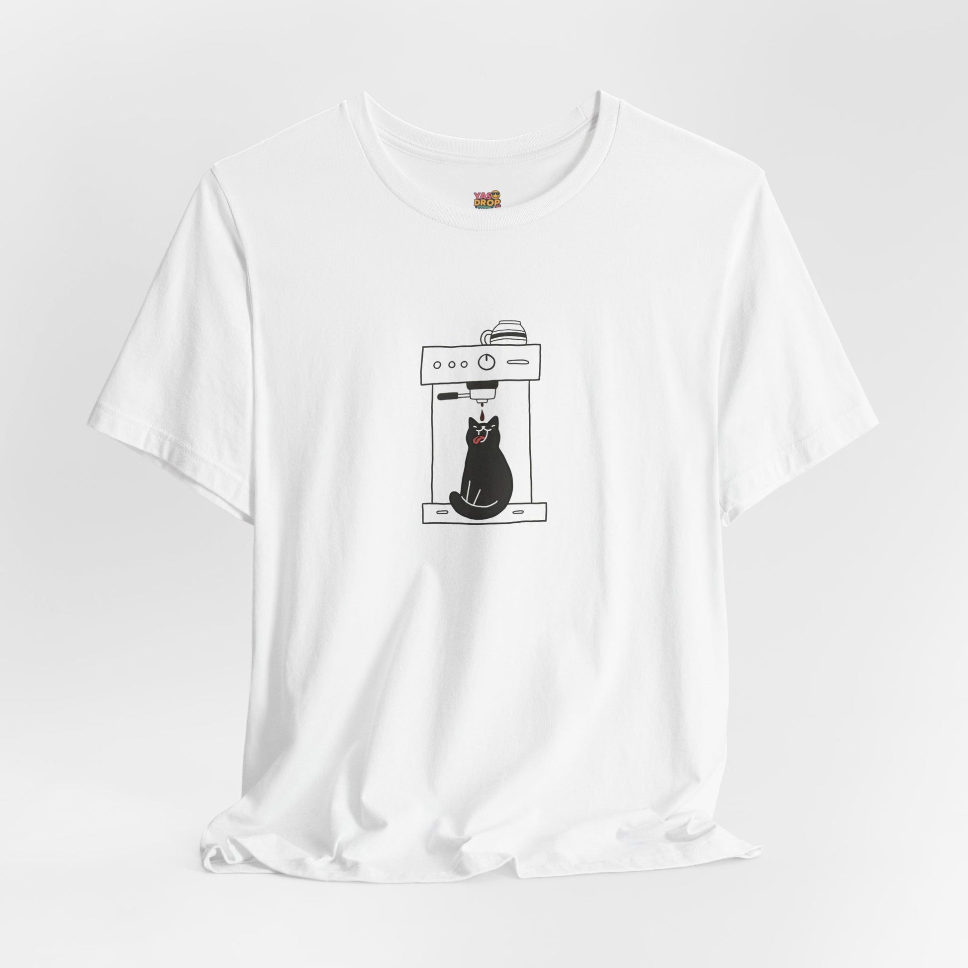 Espresso Cat Graphic Tee – Ironic Minimalist Coffee Streetwear