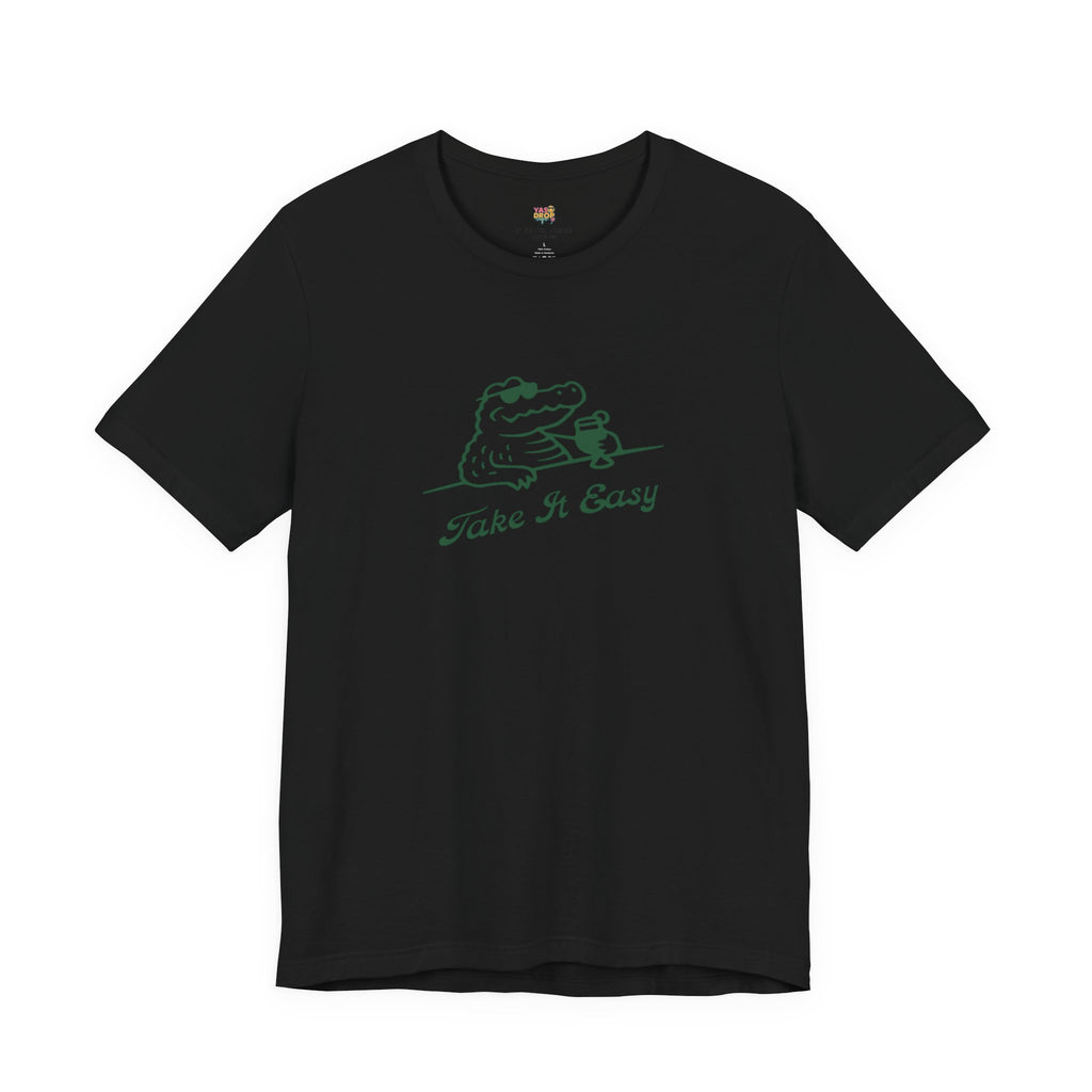 Take It Easy Crocodile Graphic Tee - Retro Aesthetic Vintage White Streetwear Shirt