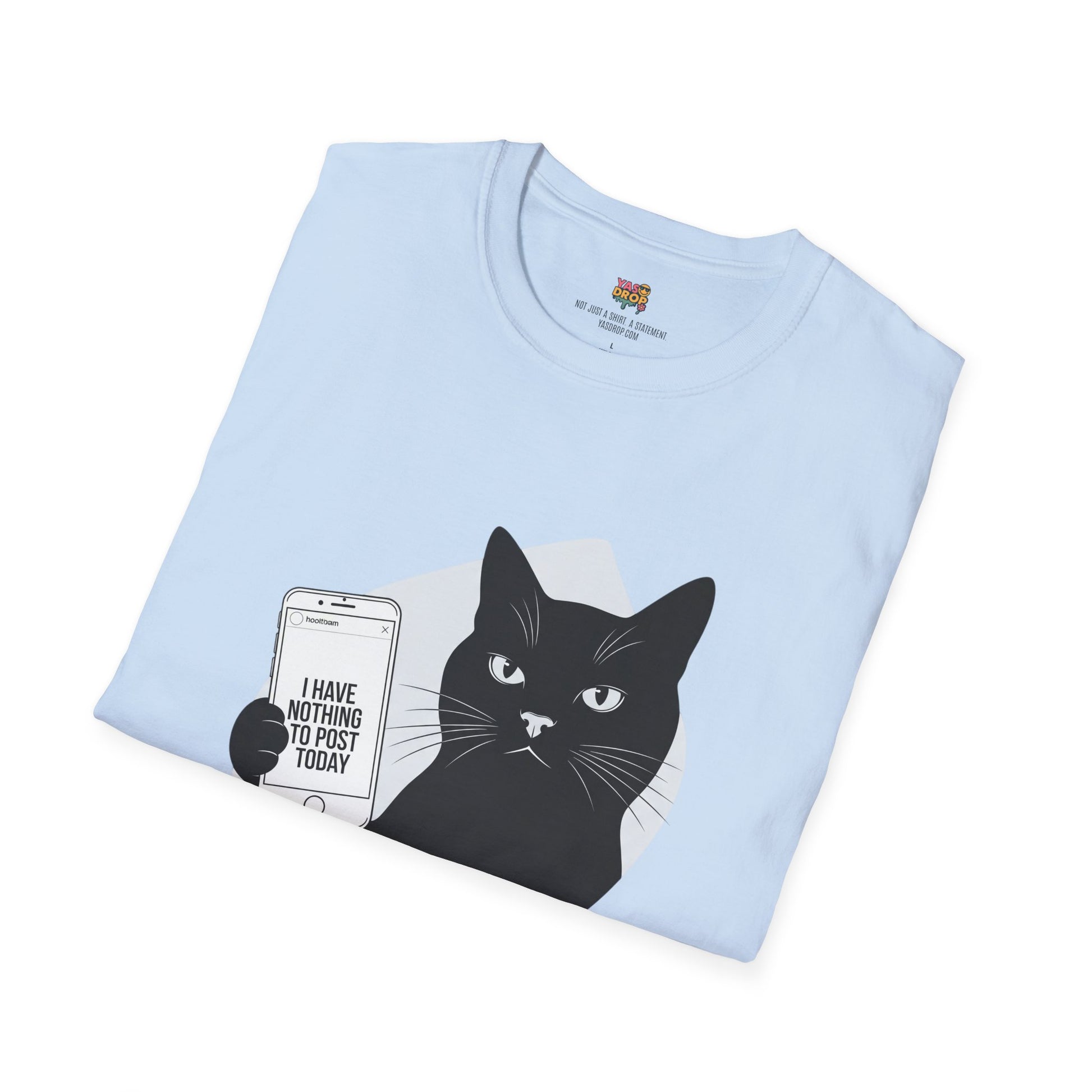 Social Media Struggles Cat T-Shirt | "I Have Nothing to Post Today" Tee