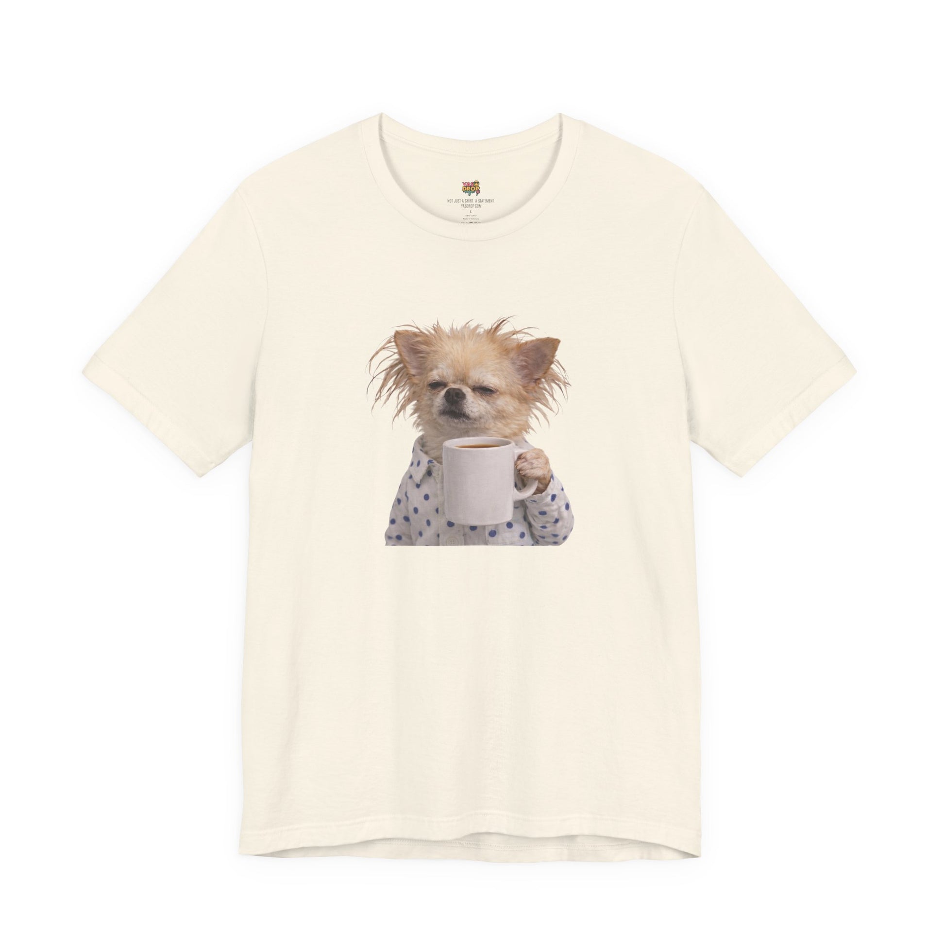 Morning Mood Tired Chihuahua Coffee Graphic T-Shirt