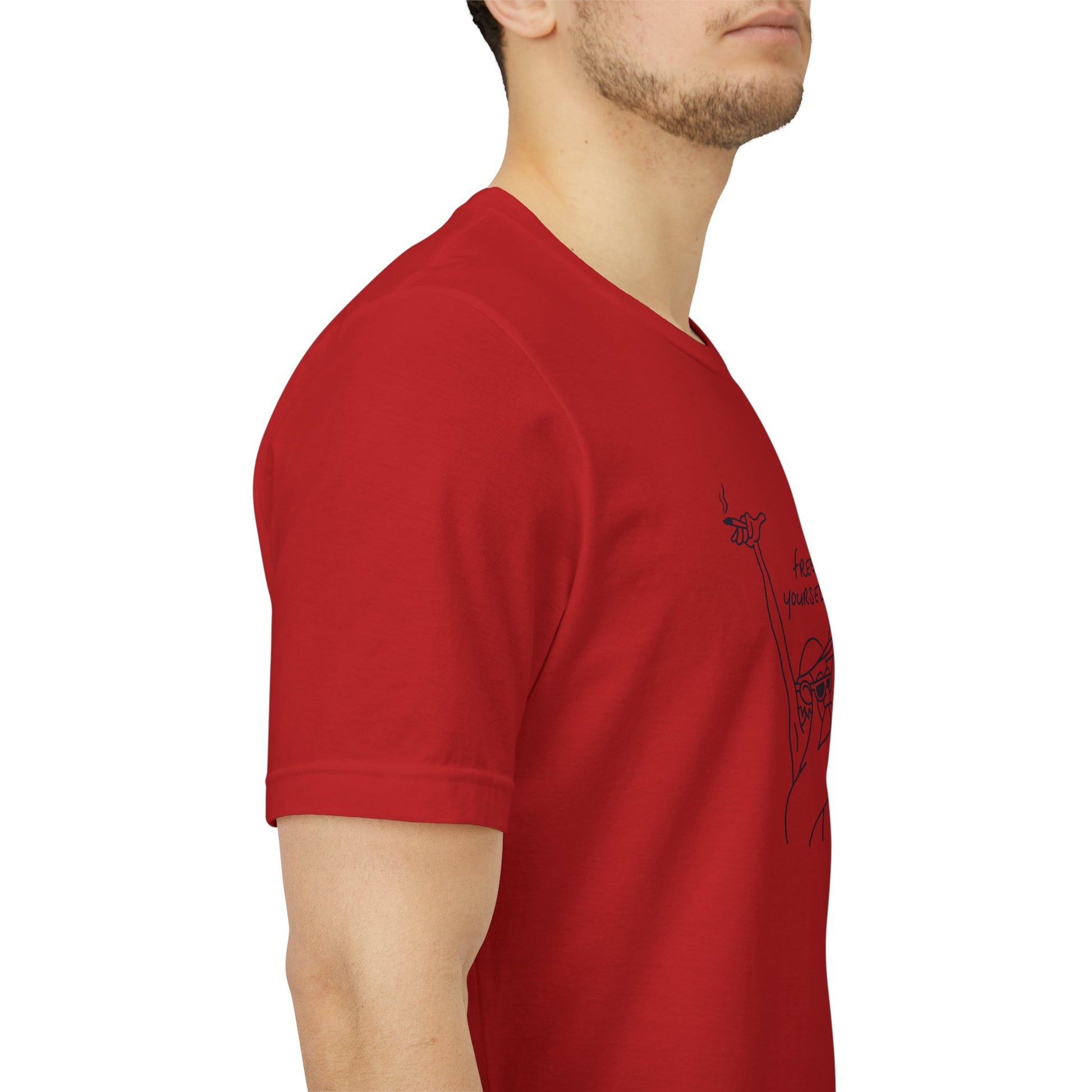 "Free Yourself" Retro Line Art Graphic Tee – Ironic Minimalist Streetwear