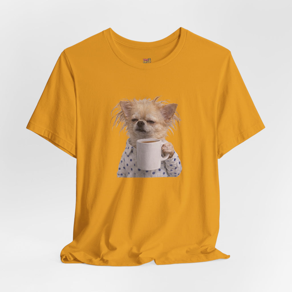 Morning Mood Tired Chihuahua Coffee Graphic T-Shirt