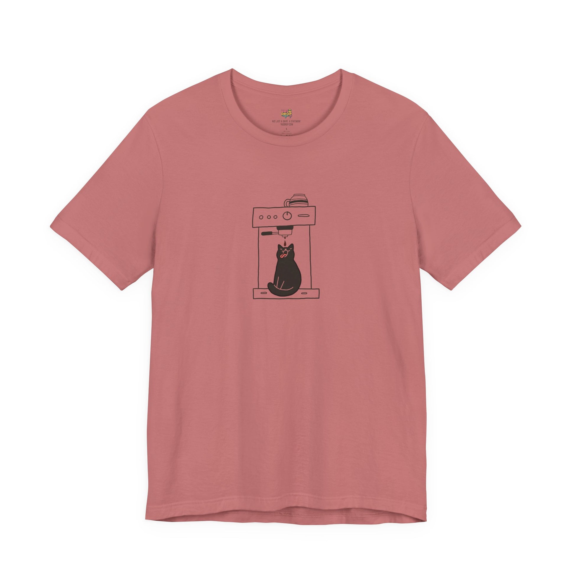 Espresso Cat Graphic Tee – Ironic Minimalist Coffee Streetwear