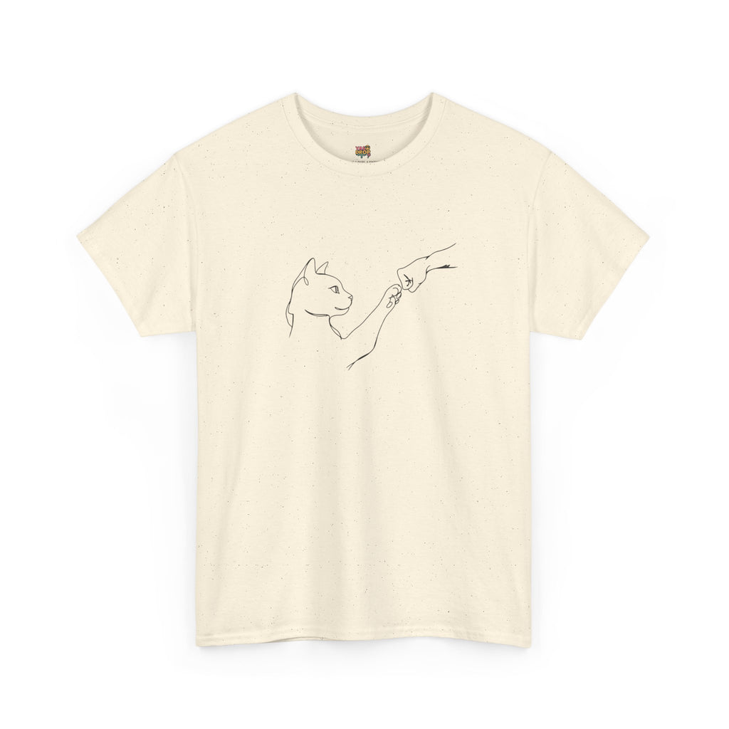 Paw Bump Bond: Minimalist Cat & Human Connection Art Tee