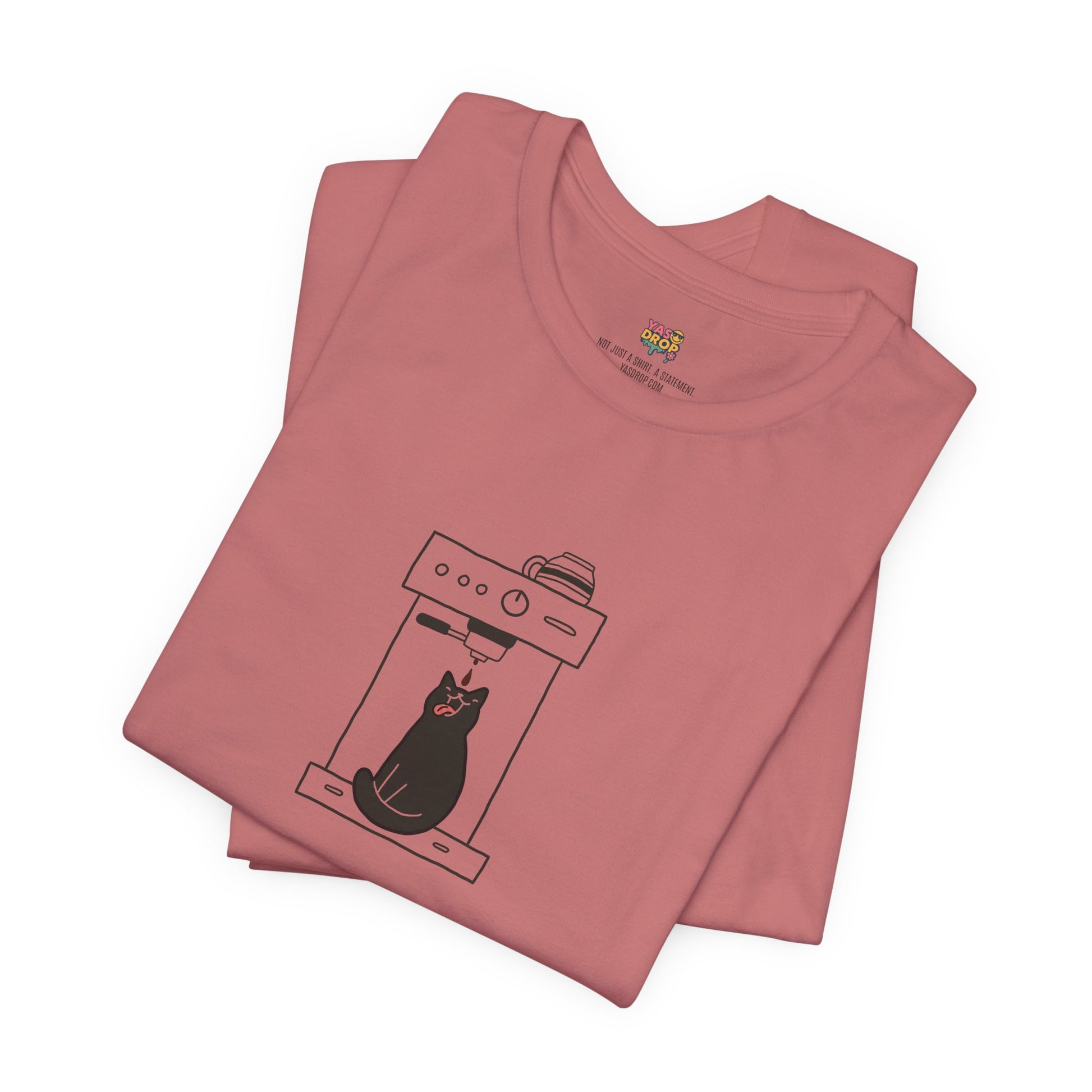 Espresso Cat Graphic Tee – Ironic Minimalist Coffee Streetwear