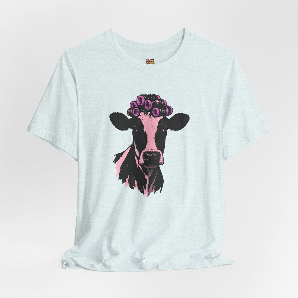 "In My Lane" Cow in Rollers Graphic Tee – Aesthetic Ironic Minimalist Streetwear