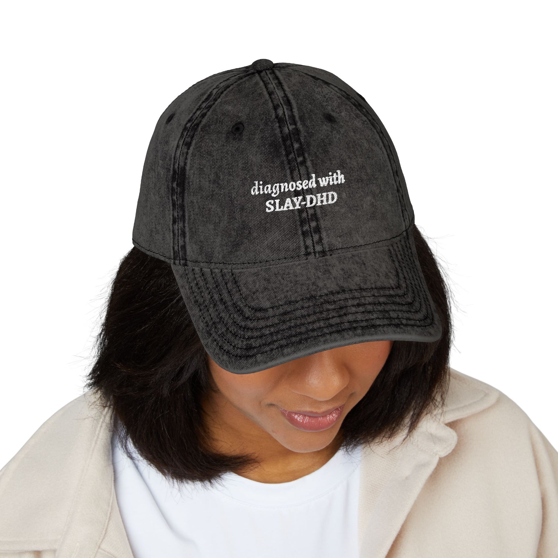 Diagnosed With SLAY-DHD Embroidered Hat | Aesthetic Vintage Unstructured Low Profile Cap