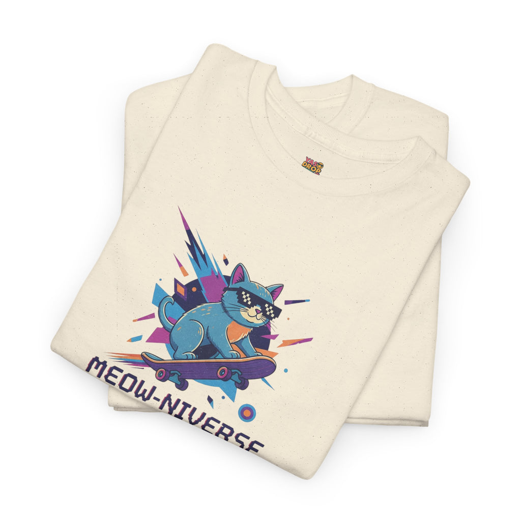 MEOW-NIVERSE EXPLORER: Retro Cyber Cat Skater Tee