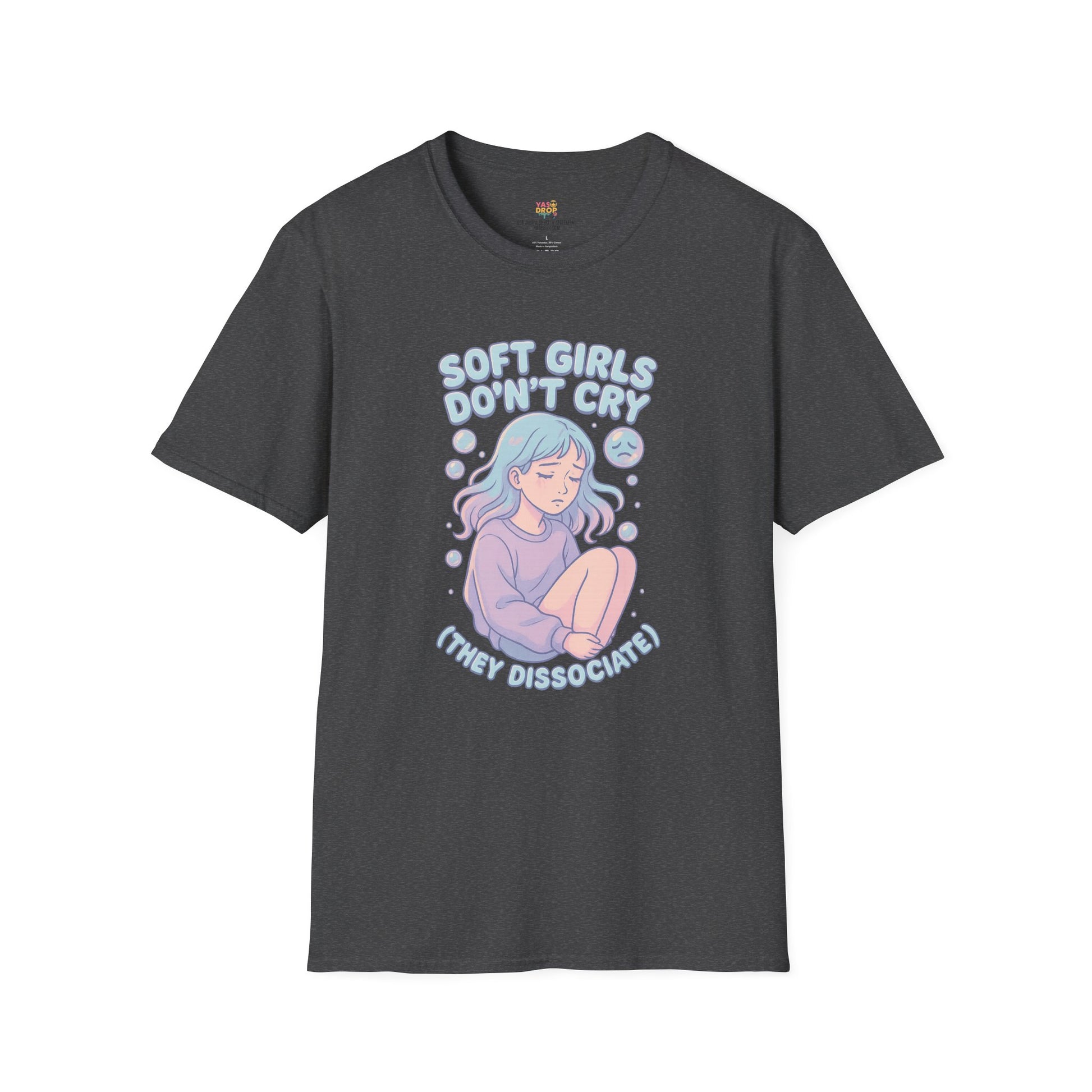 Soft Girls Don’t Cry (They Dissociate) – Pastel Sadcore Tee