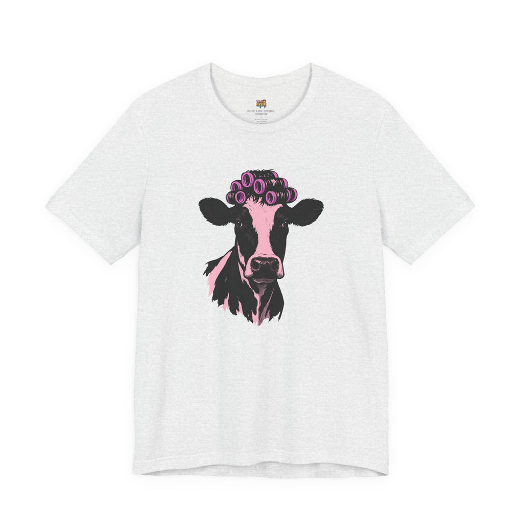 "In My Lane" Cow in Rollers Graphic Tee – Aesthetic Ironic Minimalist Streetwear