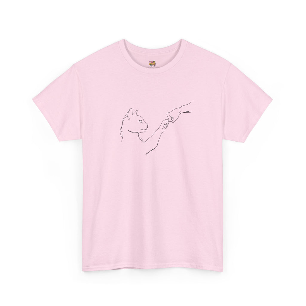 Paw Bump Bond: Minimalist Cat & Human Connection Art Tee