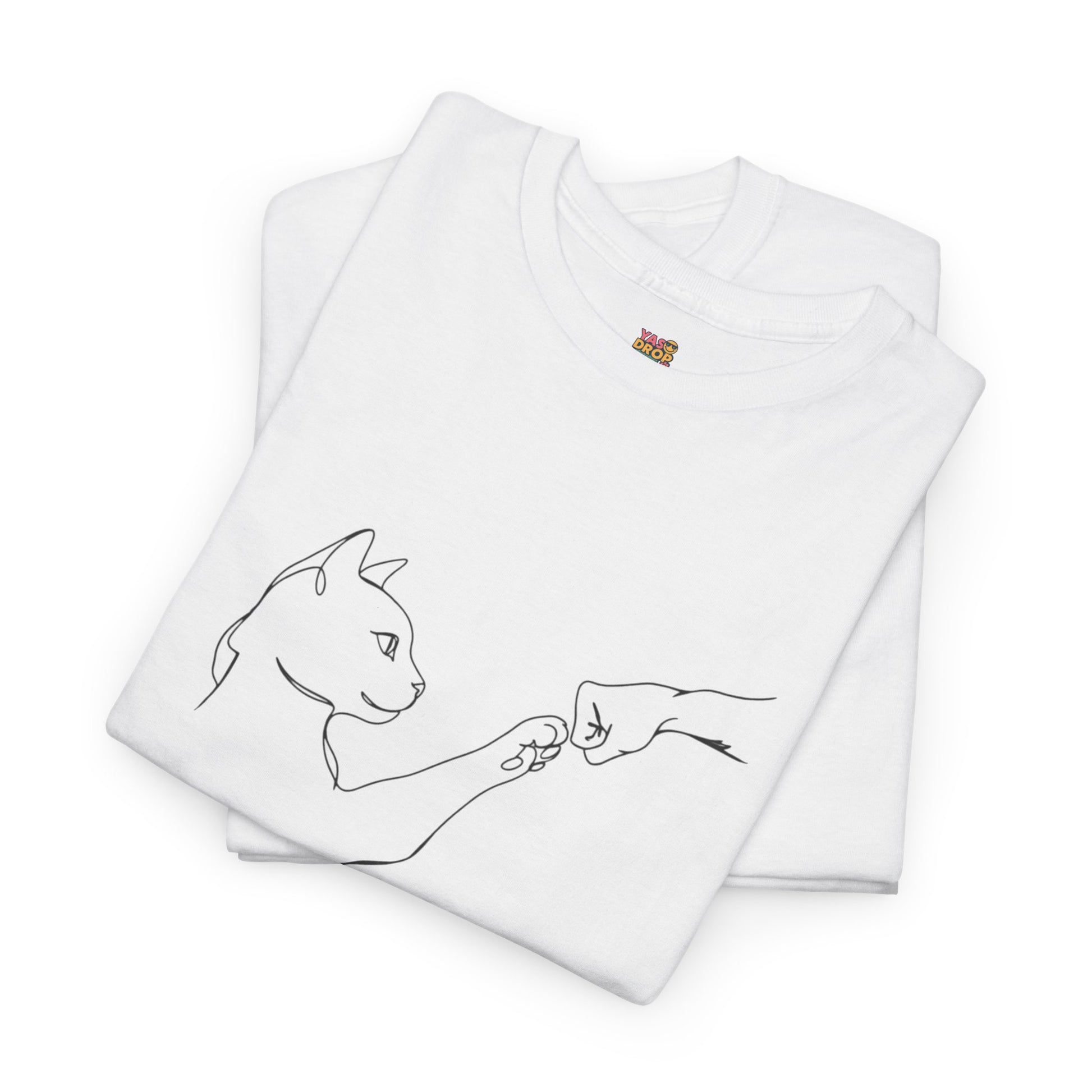 Paw Bump Bond: Minimalist Cat & Human Connection Art Tee