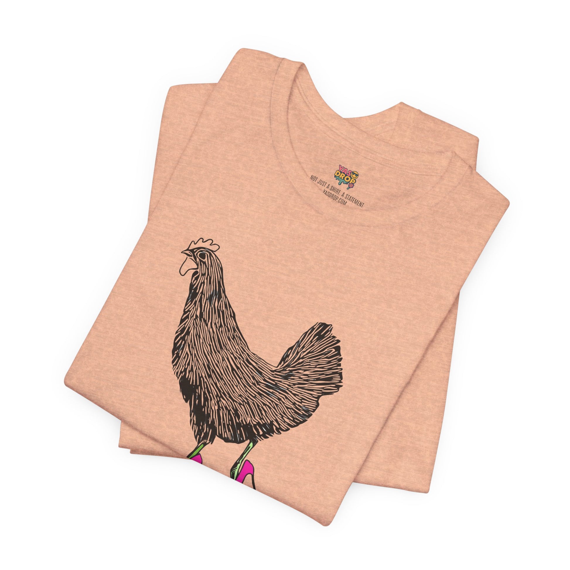 "Serving Looks" Chicken in Heels Graphic Tee – Ironic Minimalist Streetwear