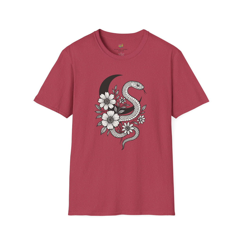 Botanic Serpent T-Shirt – Dark Floral Snake Graphic for Moonchild Energy