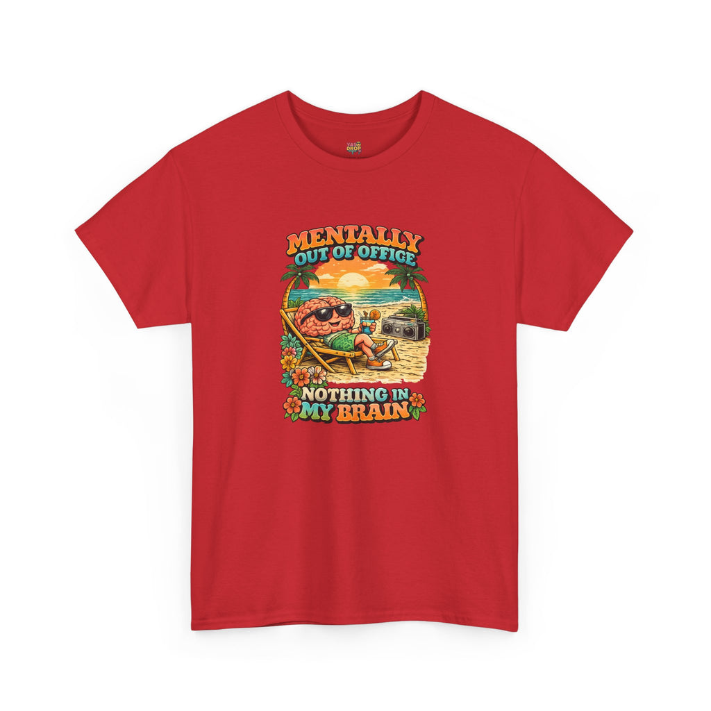 "Mentally Out of Office" Retro Brain Graphic Tee - Sarcastic Vacation T-Shirt