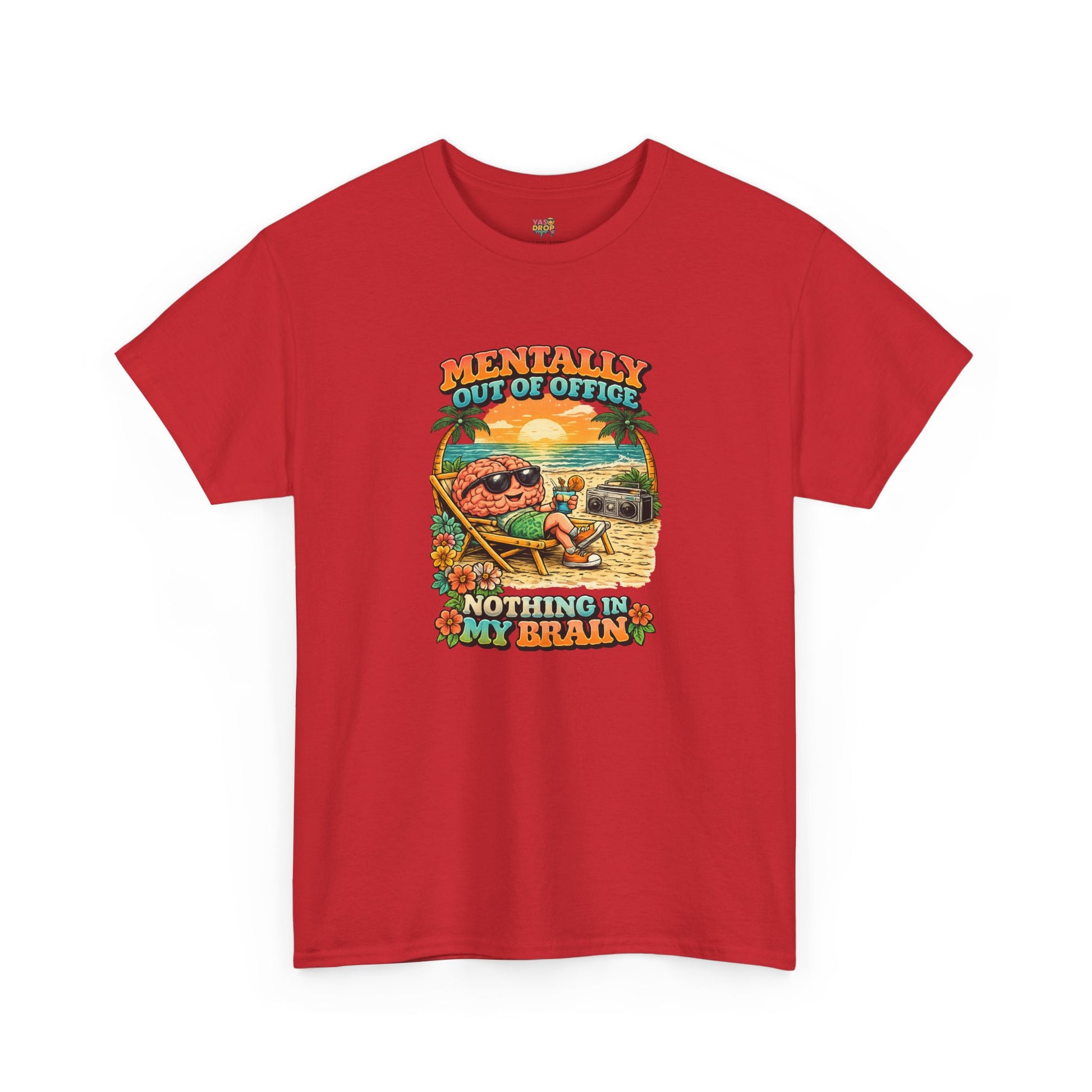 "Mentally Out of Office" Retro Brain Graphic Tee - Sarcastic Vacation T-Shirt