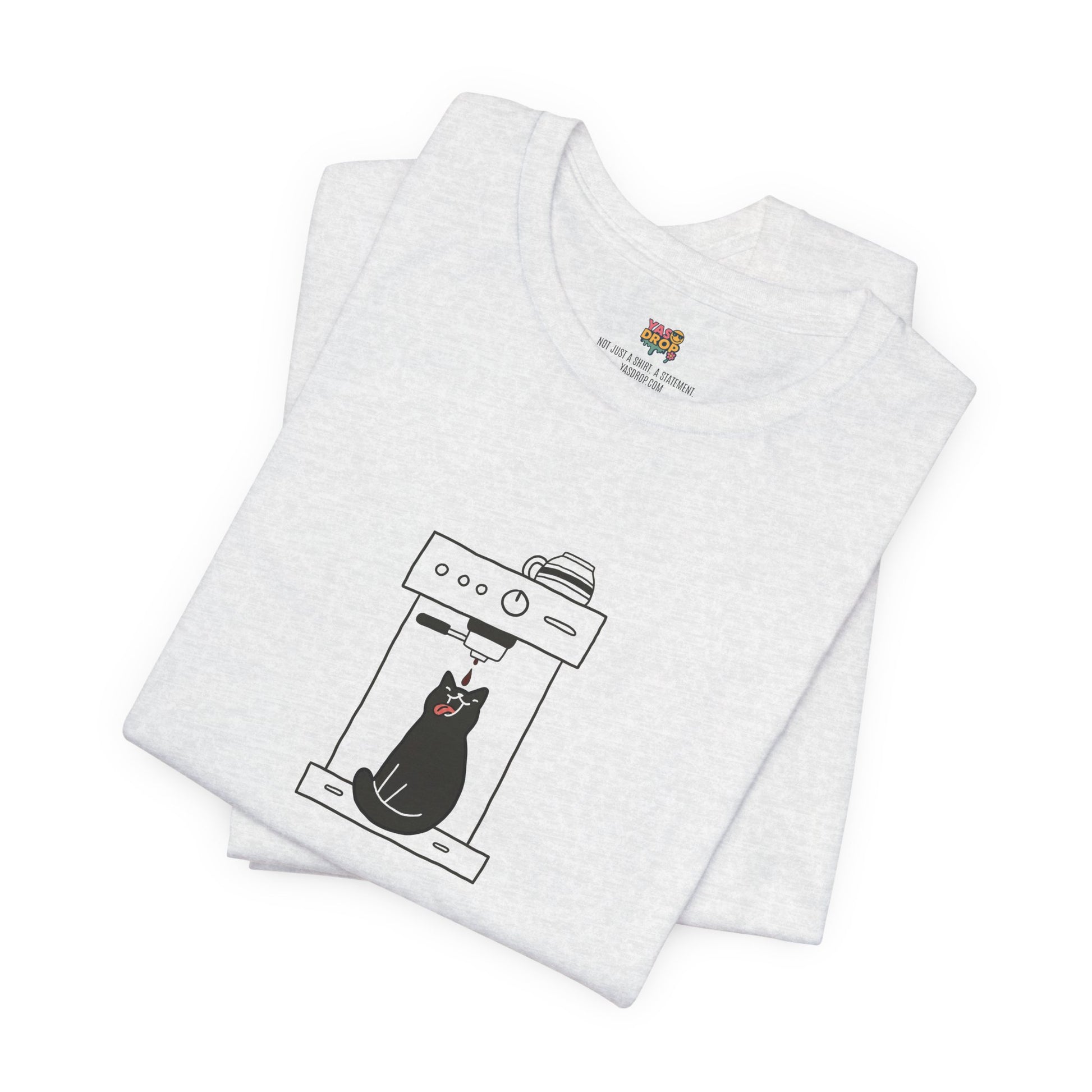 Espresso Cat Graphic Tee – Ironic Minimalist Coffee Streetwear