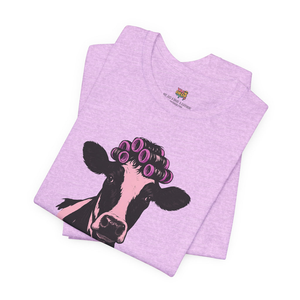 "In My Lane" Cow in Rollers Graphic Tee – Aesthetic Ironic Minimalist Streetwear