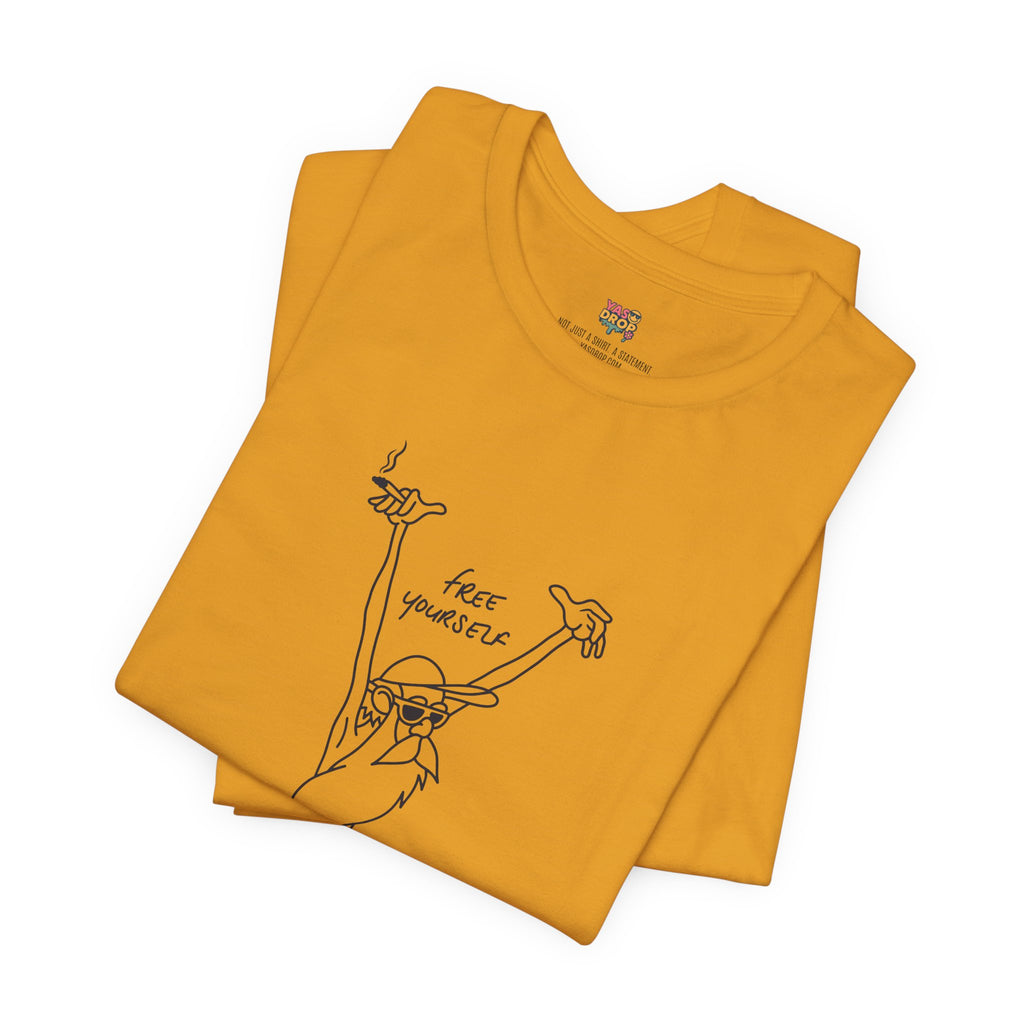 "Free Yourself" Retro Line Art Graphic Tee – Ironic Minimalist Streetwear