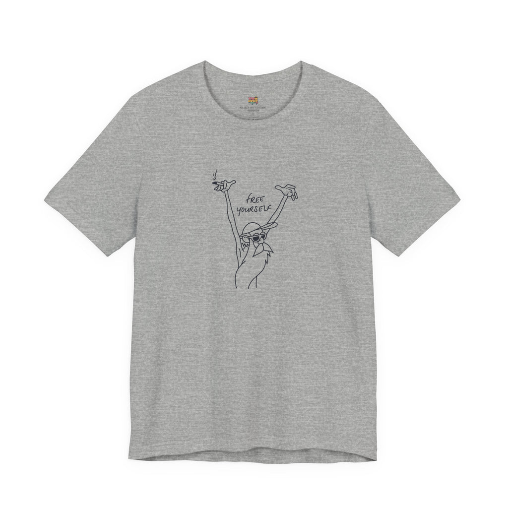 "Free Yourself" Retro Line Art Graphic Tee – Ironic Minimalist Streetwear