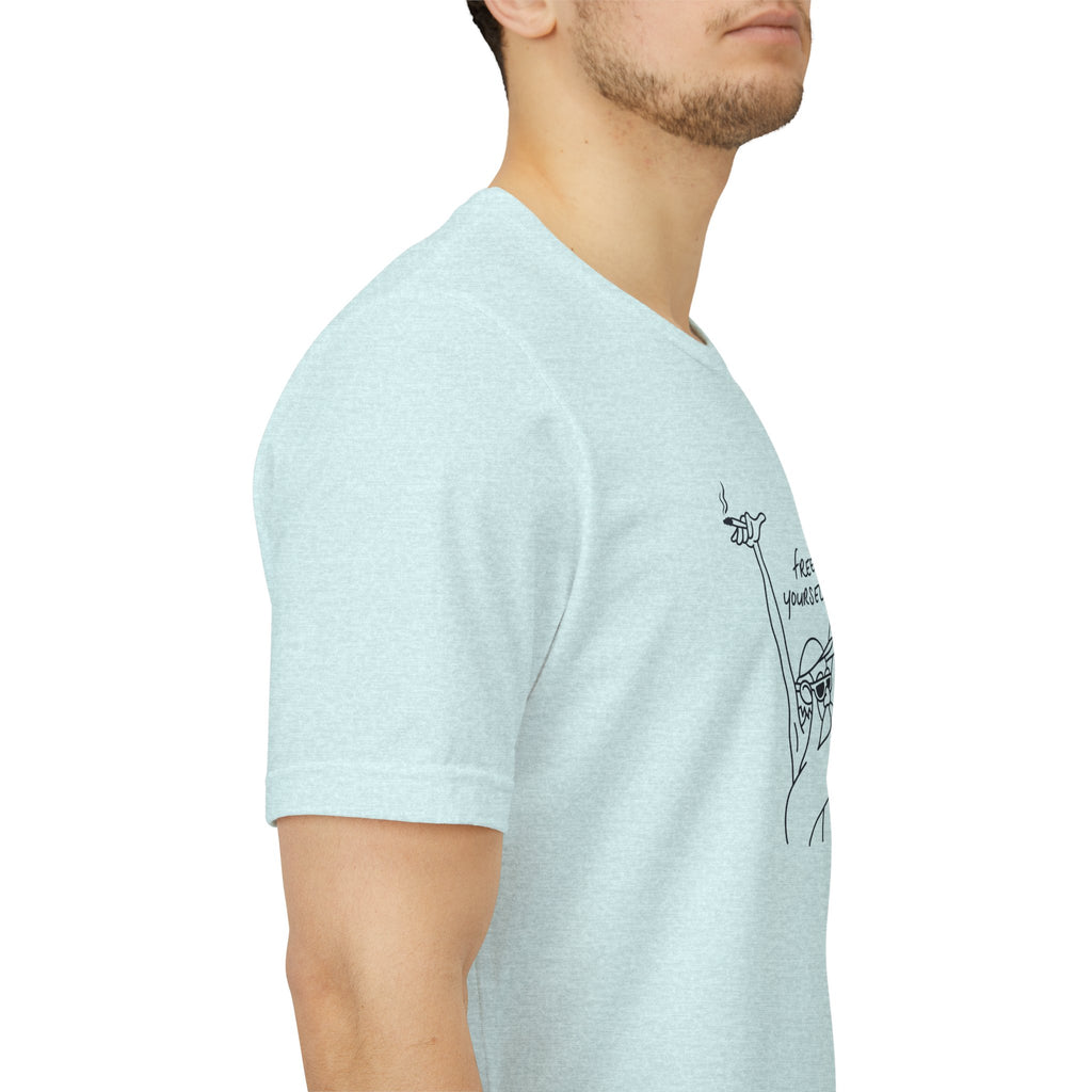 "Free Yourself" Retro Line Art Graphic Tee – Ironic Minimalist Streetwear