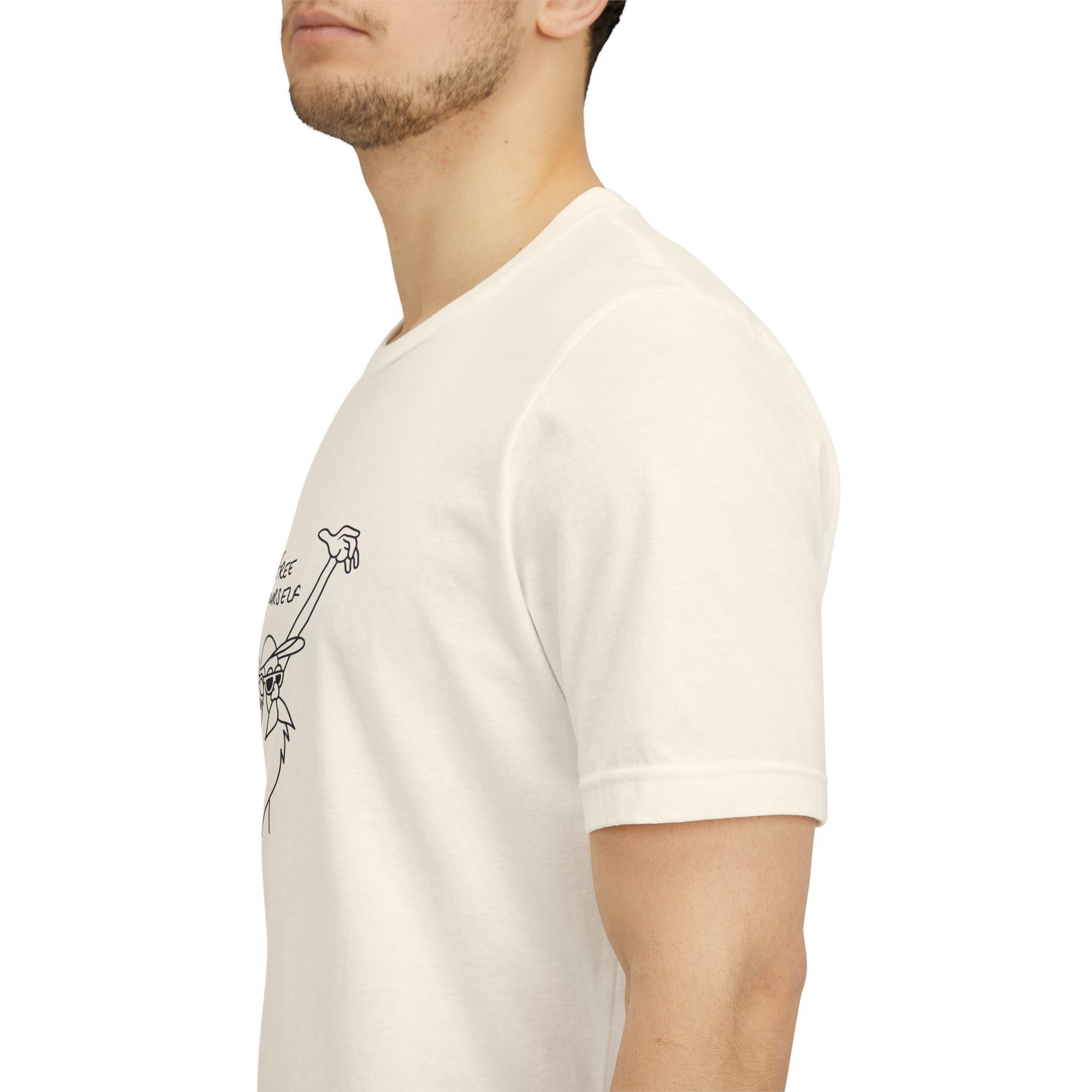 "Free Yourself" Retro Line Art Graphic Tee – Ironic Minimalist Streetwear