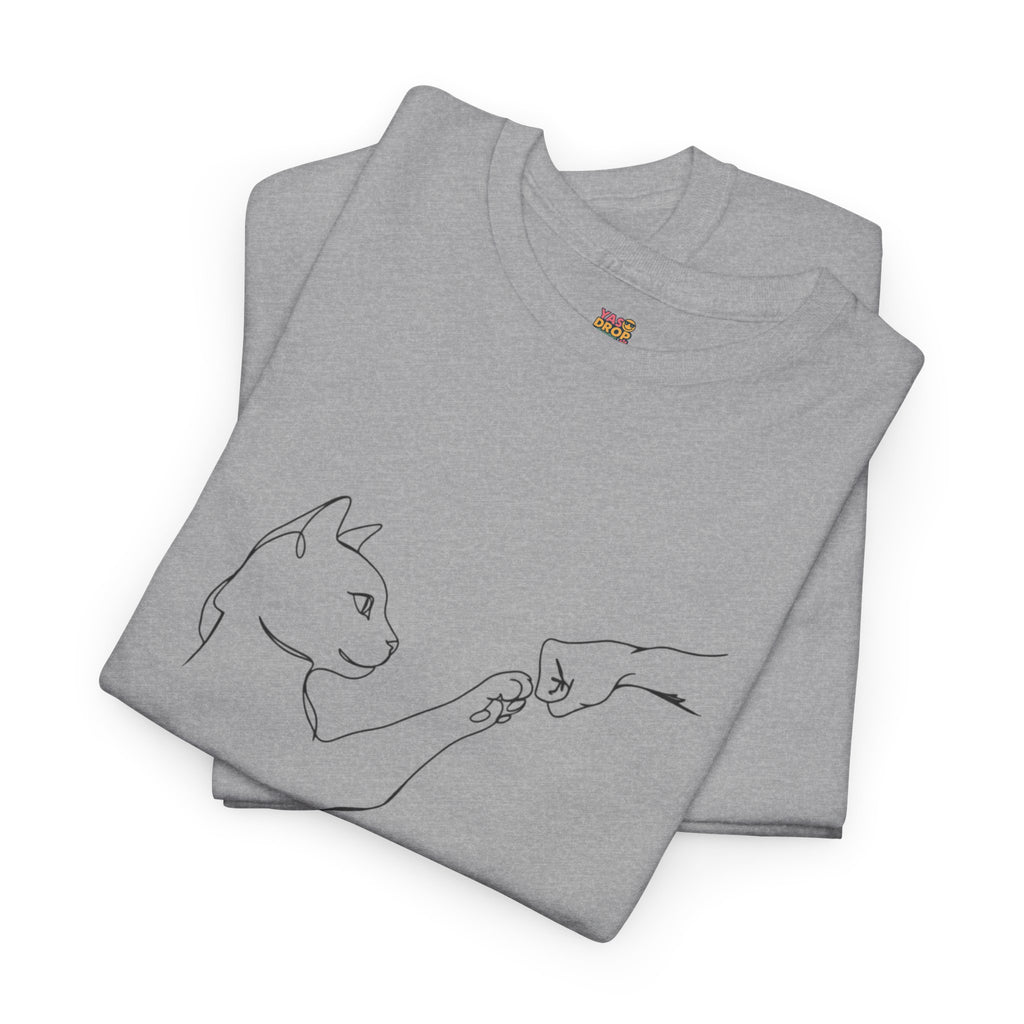 Paw Bump Bond: Minimalist Cat & Human Connection Art Tee