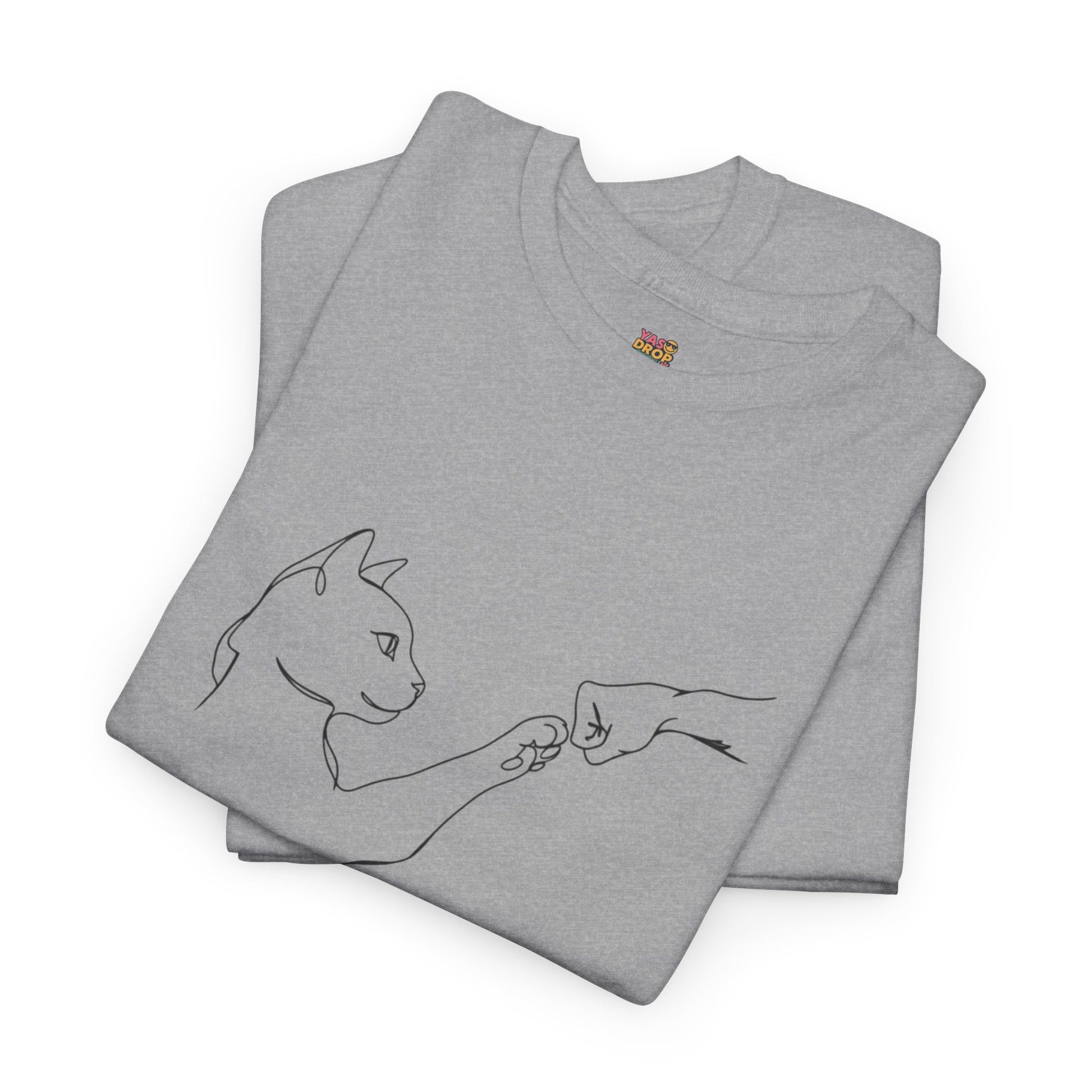 Paw Bump Bond: Minimalist Cat & Human Connection Art Tee