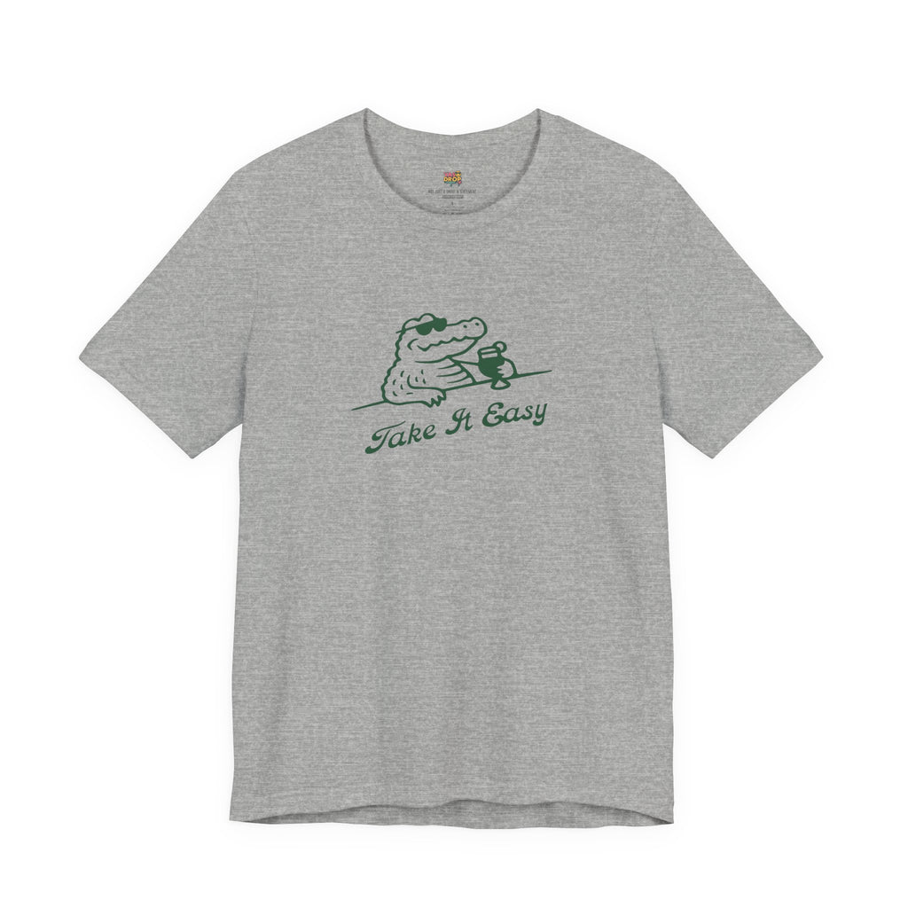 Take It Easy Crocodile Graphic Tee - Retro Aesthetic Vintage White Streetwear Shirt