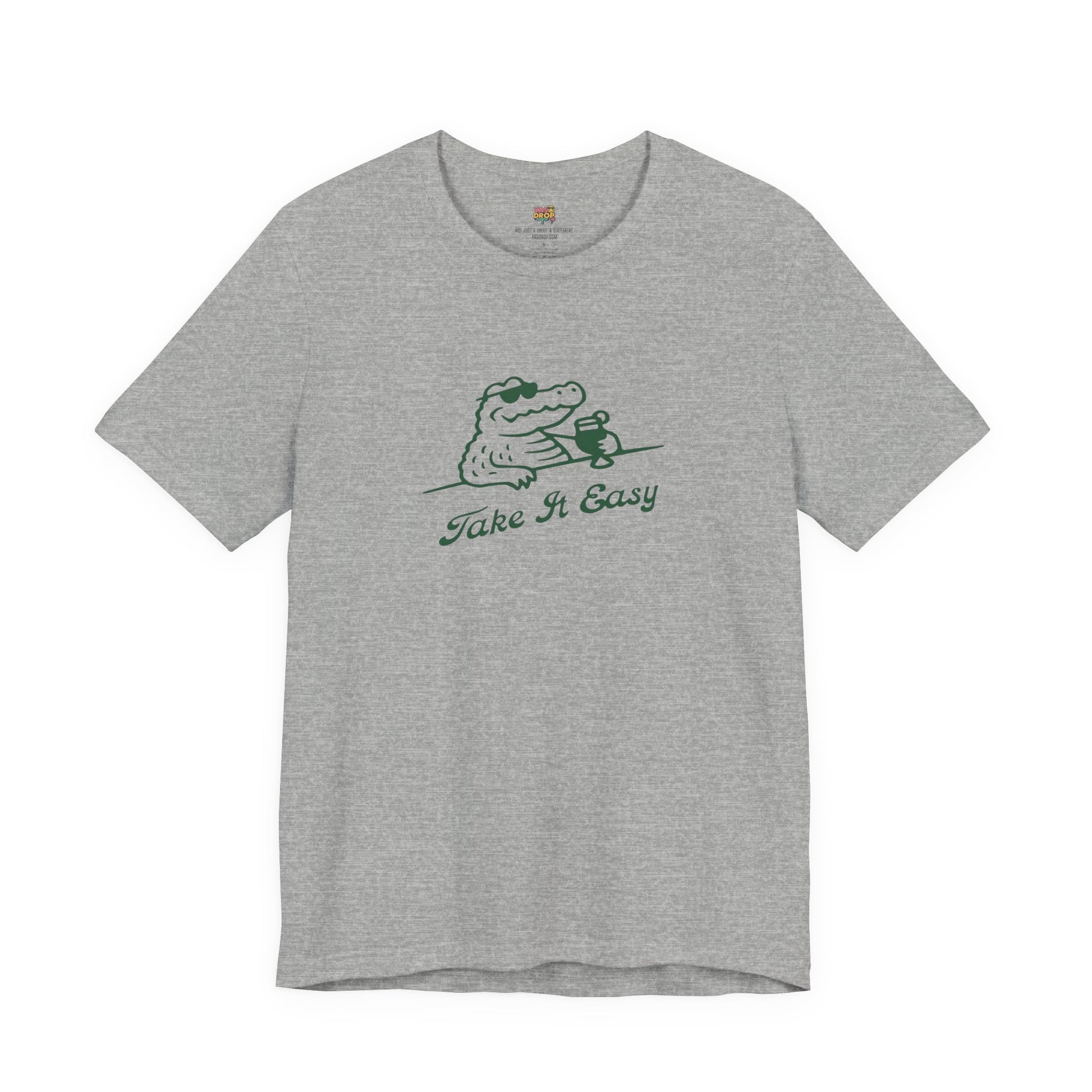 Take It Easy Crocodile Graphic Tee - Retro Aesthetic Vintage White Streetwear Shirt