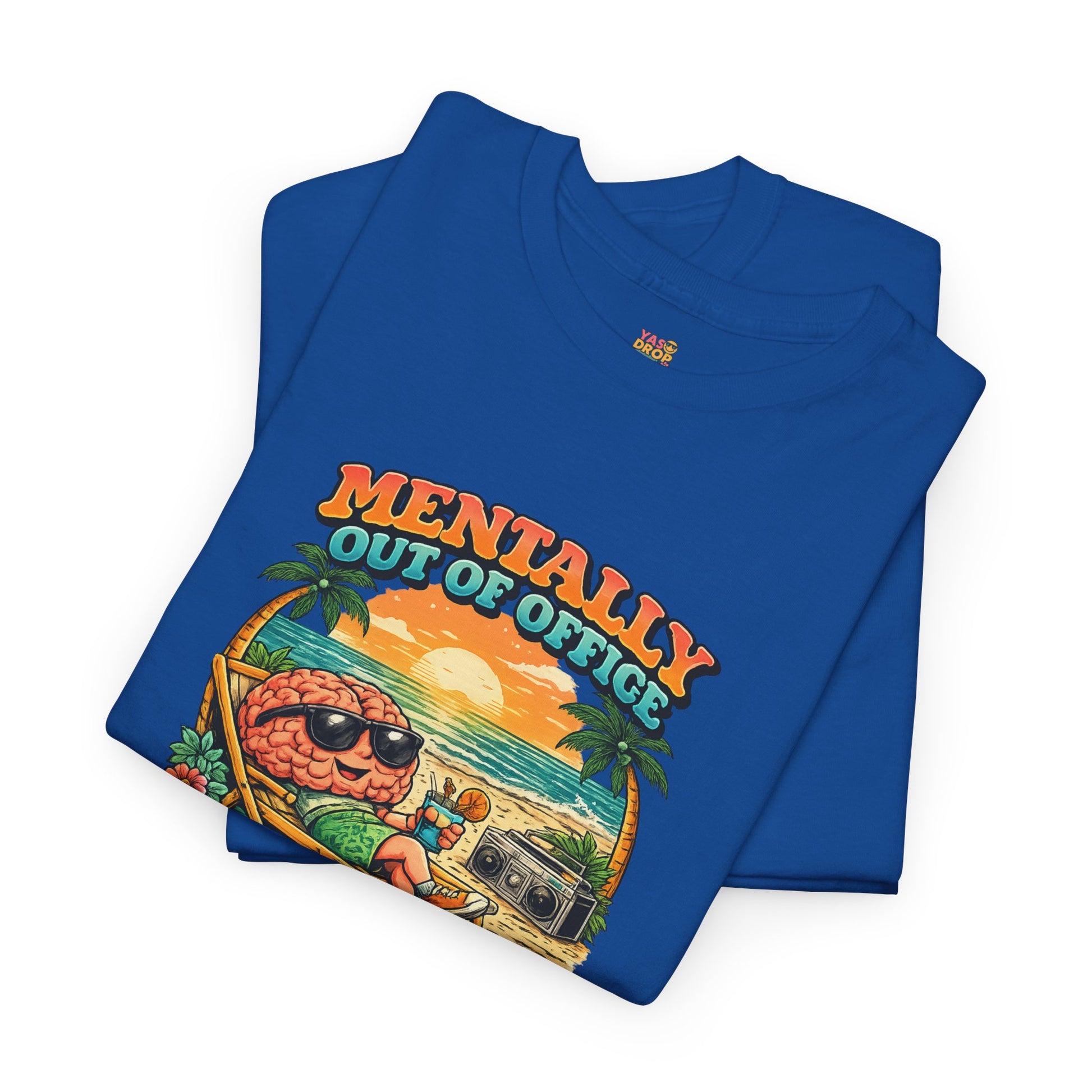 "Mentally Out of Office" Retro Brain Graphic Tee - Sarcastic Vacation T-Shirt