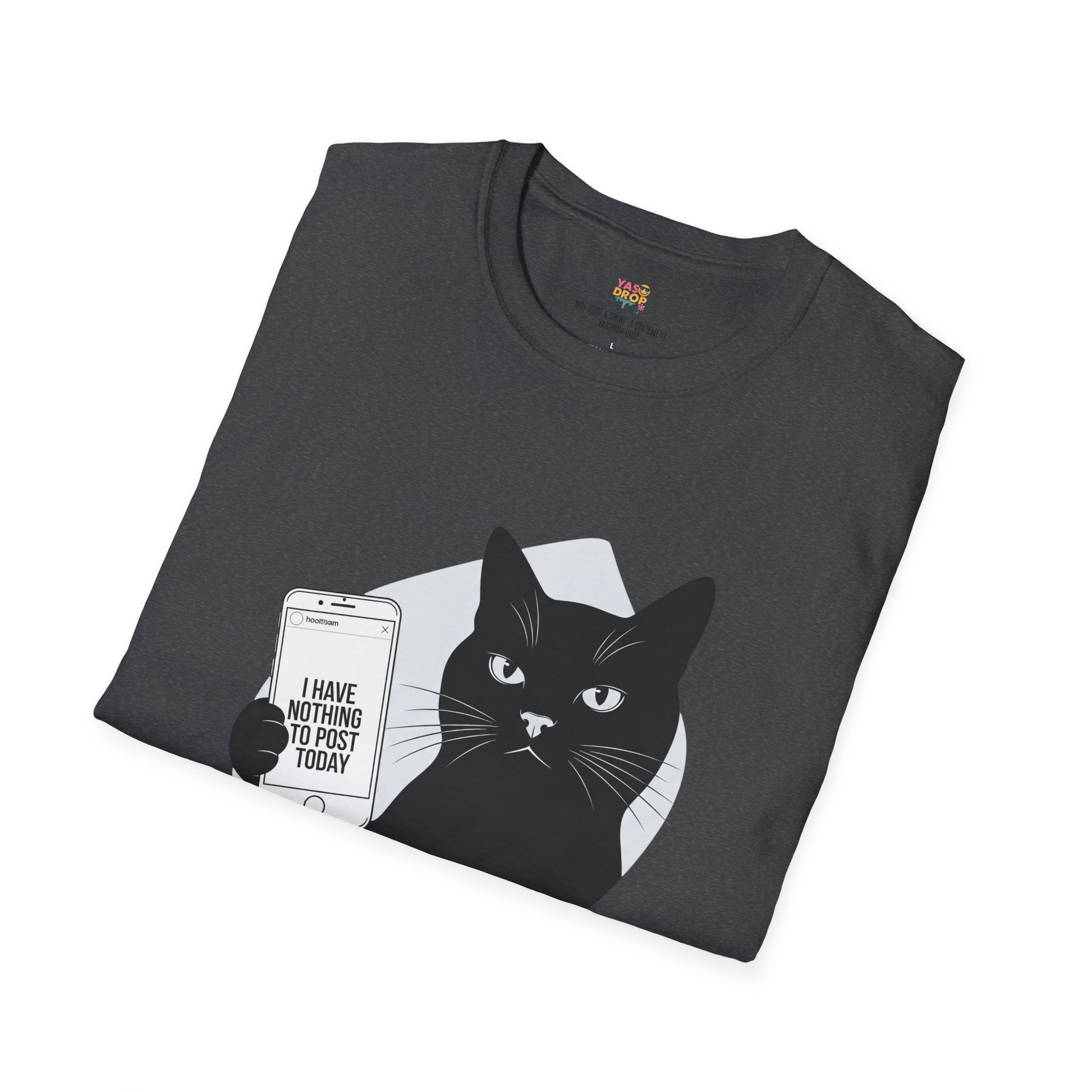 Social Media Struggles Cat T-Shirt | "I Have Nothing to Post Today" Tee