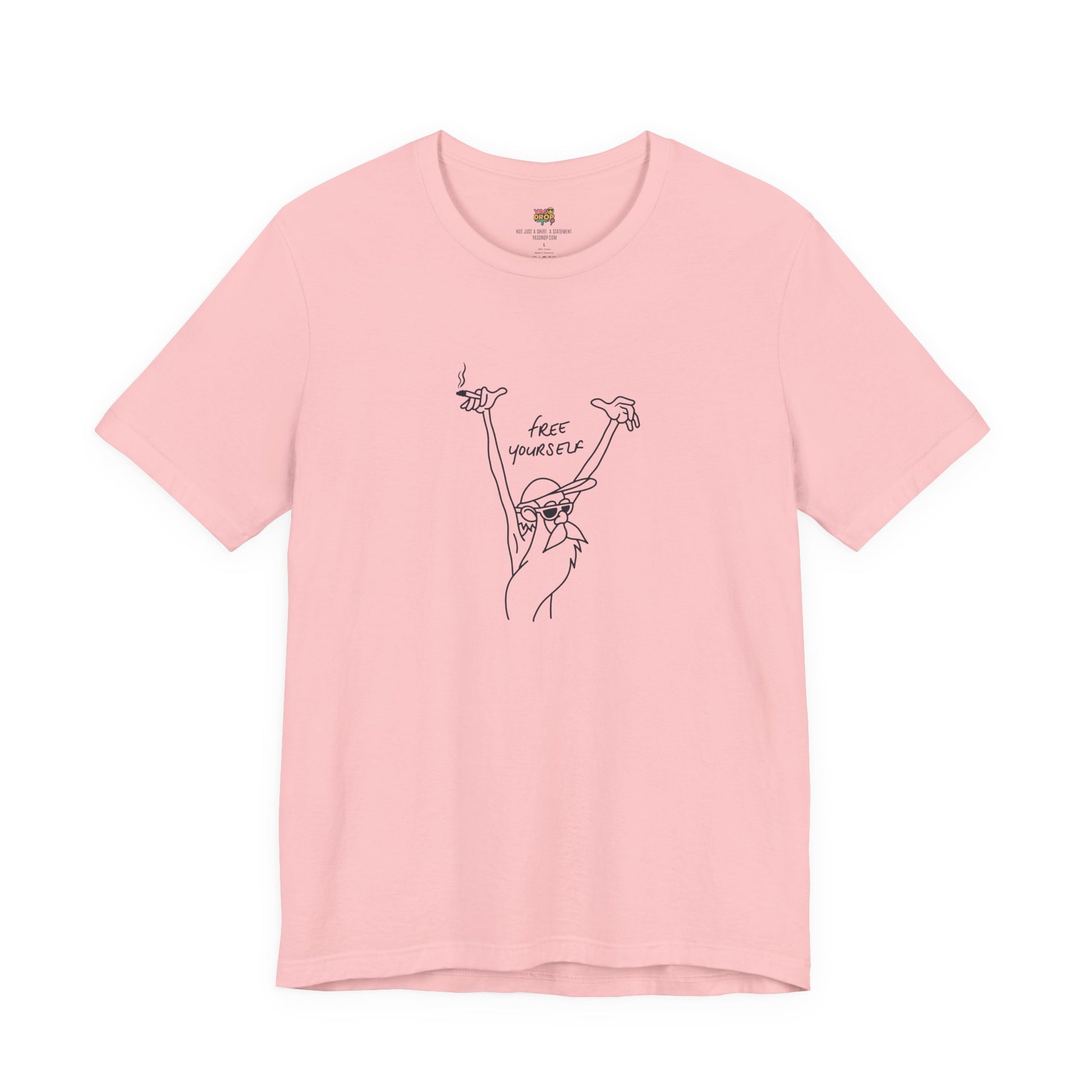 "Free Yourself" Retro Line Art Graphic Tee – Ironic Minimalist Streetwear