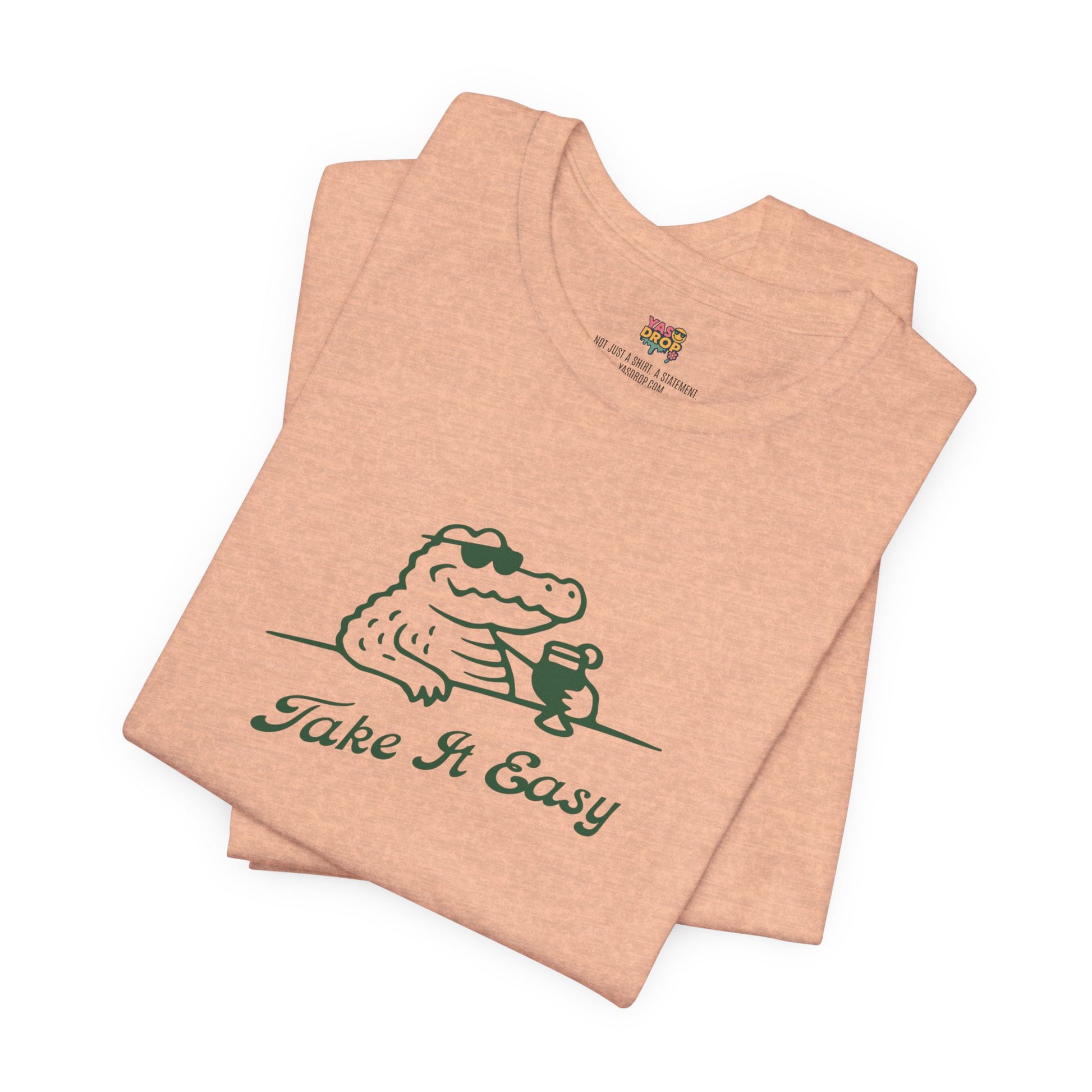Take It Easy Crocodile Graphic Tee - Retro Aesthetic Vintage White Streetwear Shirt