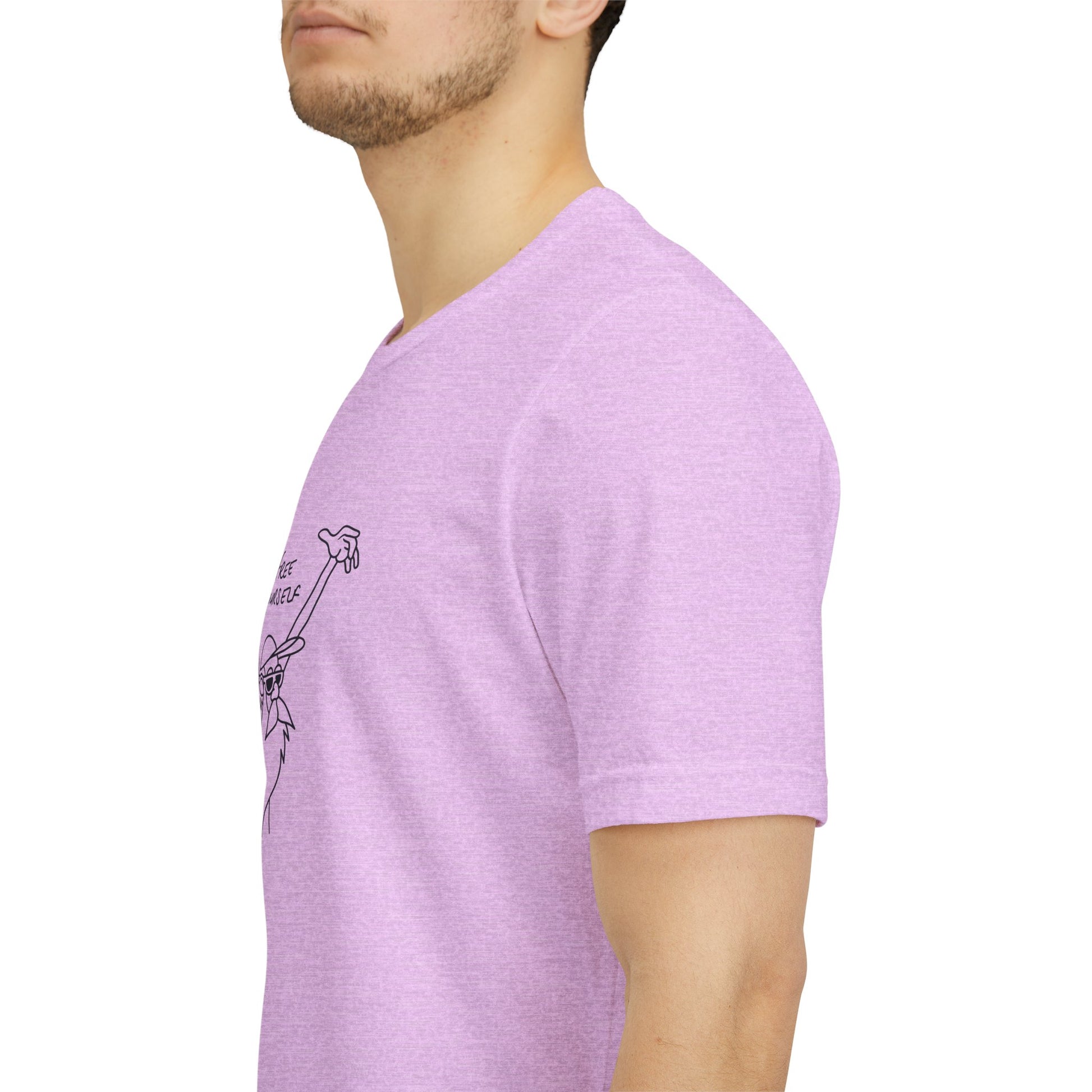 "Free Yourself" Retro Line Art Graphic Tee – Ironic Minimalist Streetwear