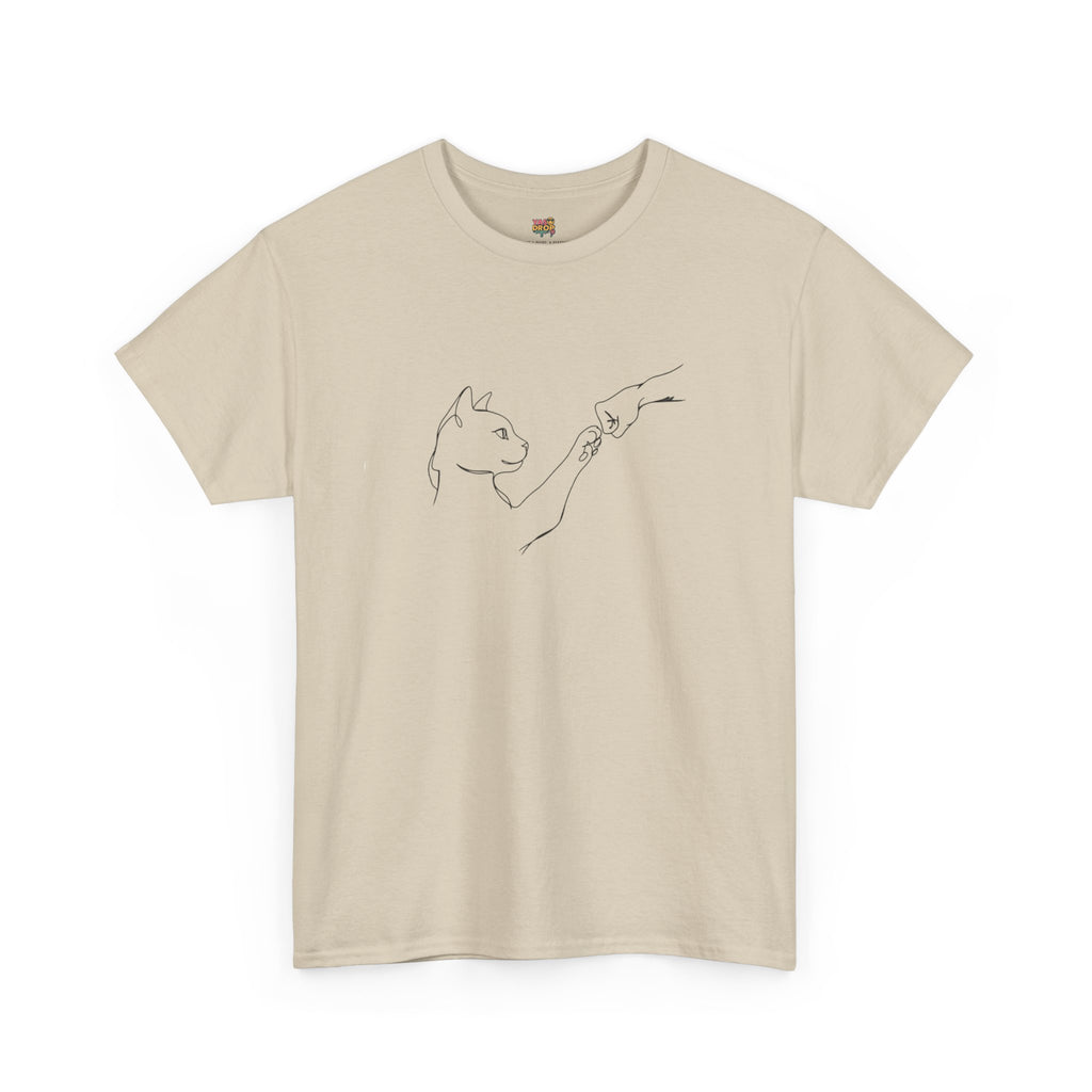 Paw Bump Bond: Minimalist Cat & Human Connection Art Tee