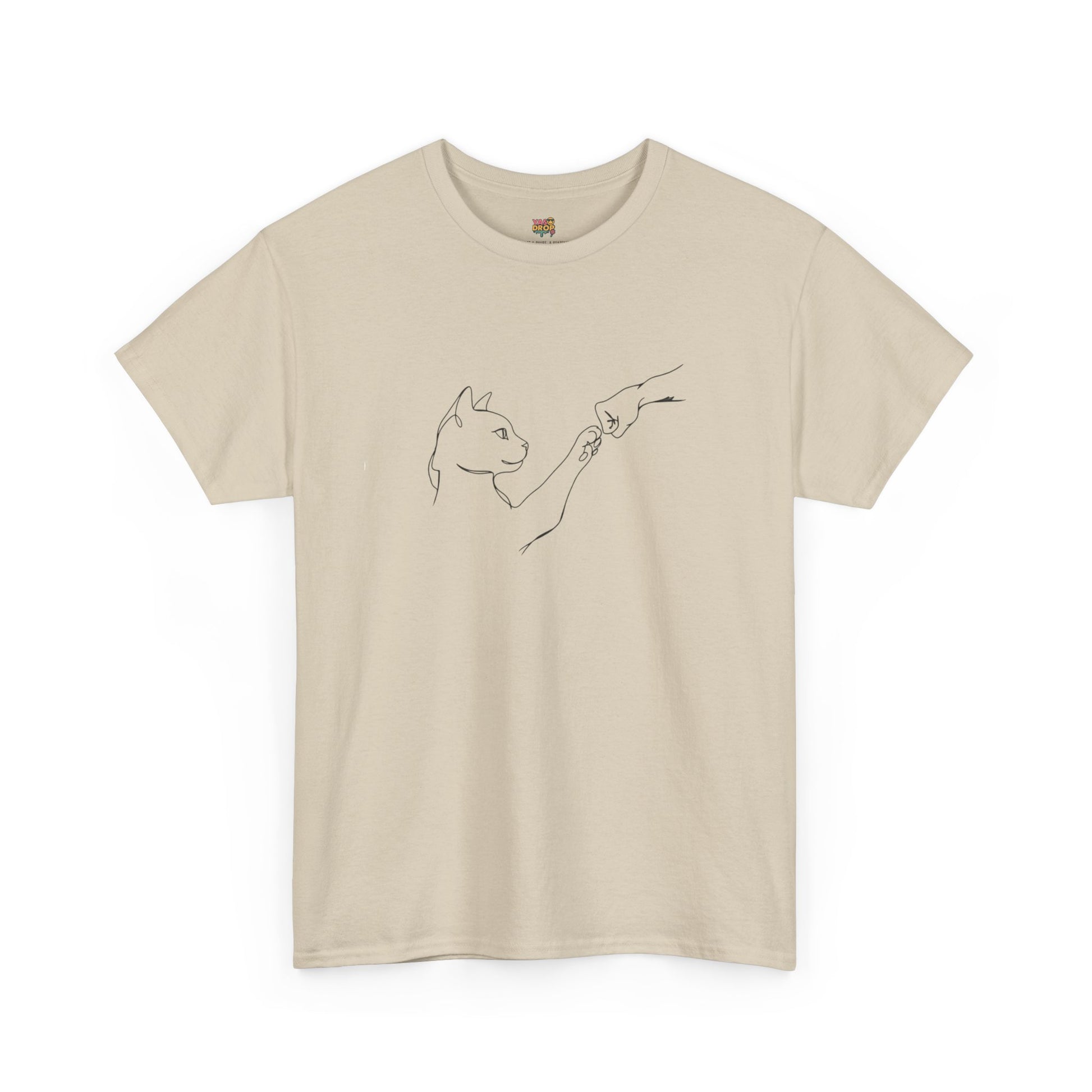 Paw Bump Bond: Minimalist Cat & Human Connection Art Tee