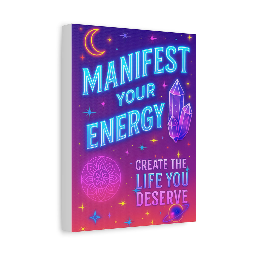 “Manifest Your Energy” Neon Vibes Poster – Spiritual & Empowering Wall Art