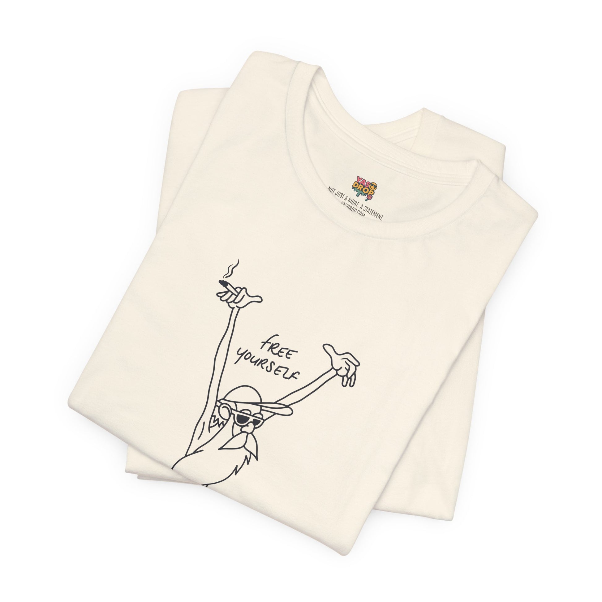"Free Yourself" Retro Line Art Graphic Tee – Ironic Minimalist Streetwear