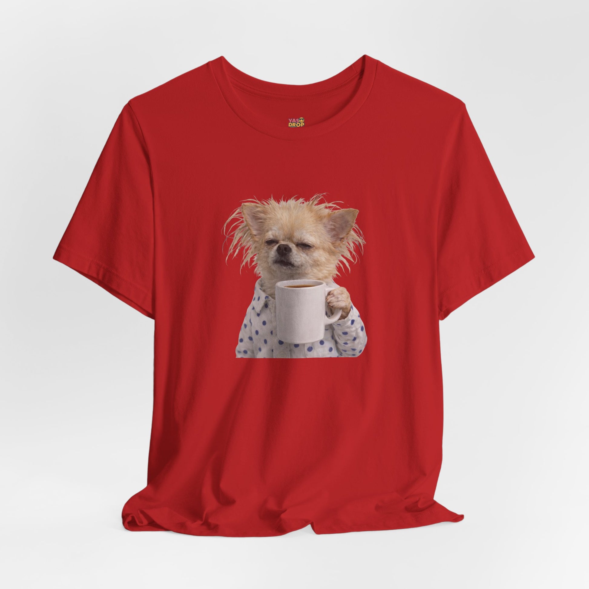Morning Mood Tired Chihuahua Coffee Graphic T-Shirt