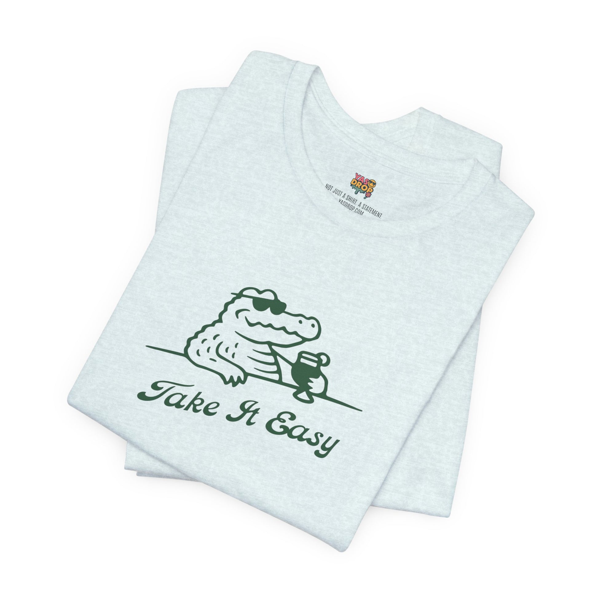 Take It Easy Crocodile Graphic Tee - Retro Aesthetic Vintage White Streetwear Shirt