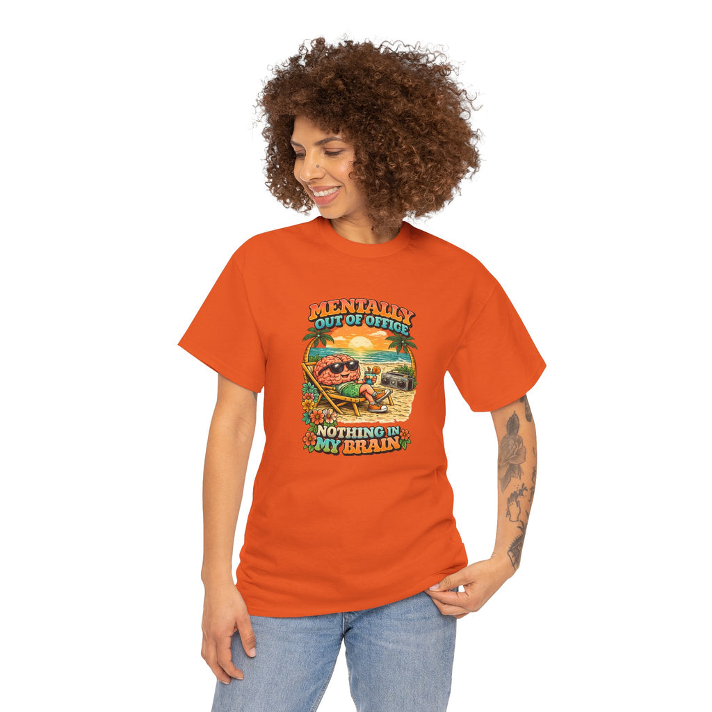 "Mentally Out of Office" Retro Brain Graphic Tee - Sarcastic Vacation T-Shirt